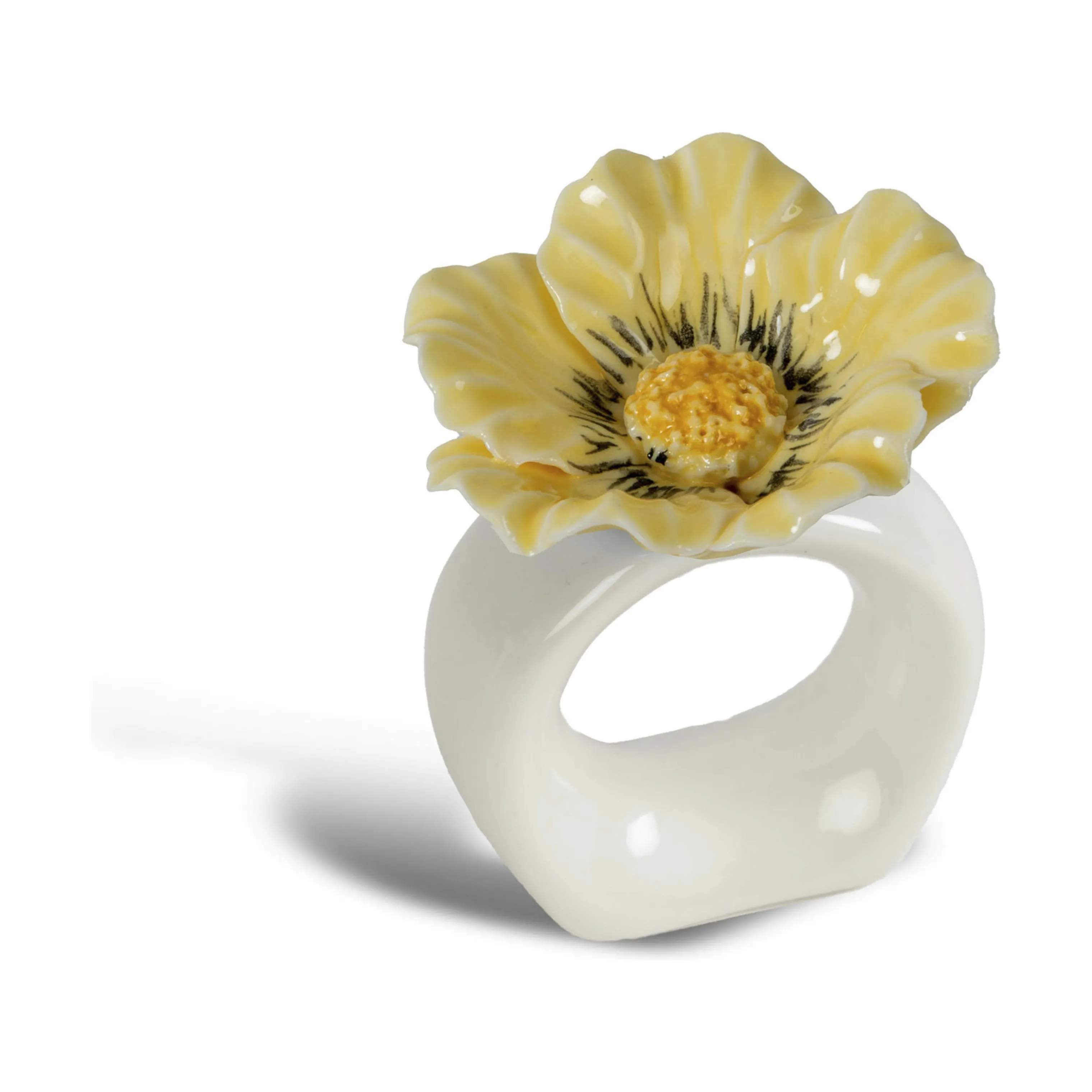 ByOn Servietringe og -holdere Poppy Servietring - 2 stk. i gul/hvid, 3