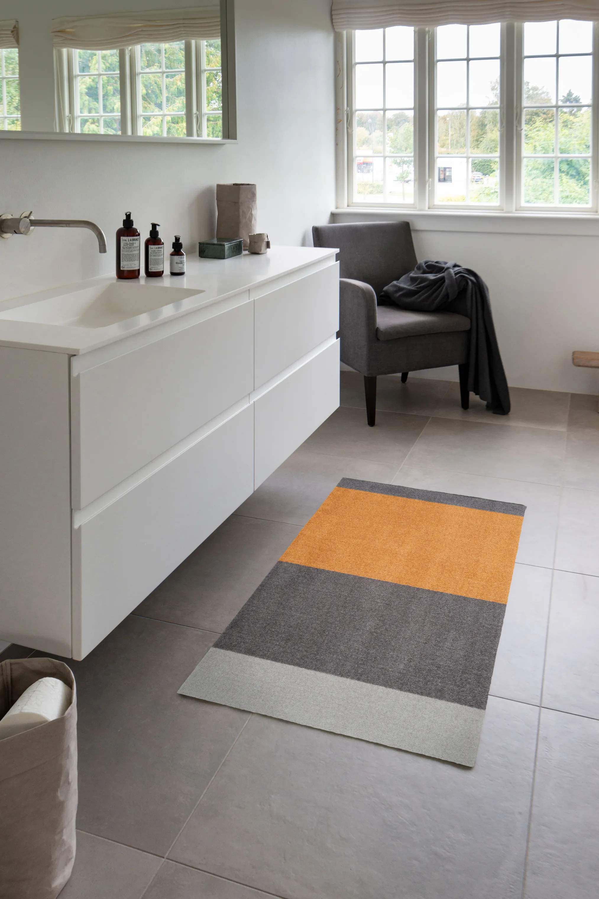 Tica Copenhagen Gulvtæpper Stripes Horisontal Gulvtæppe i Grå/steelgrey/dijon, B67 x L120 cm, 2