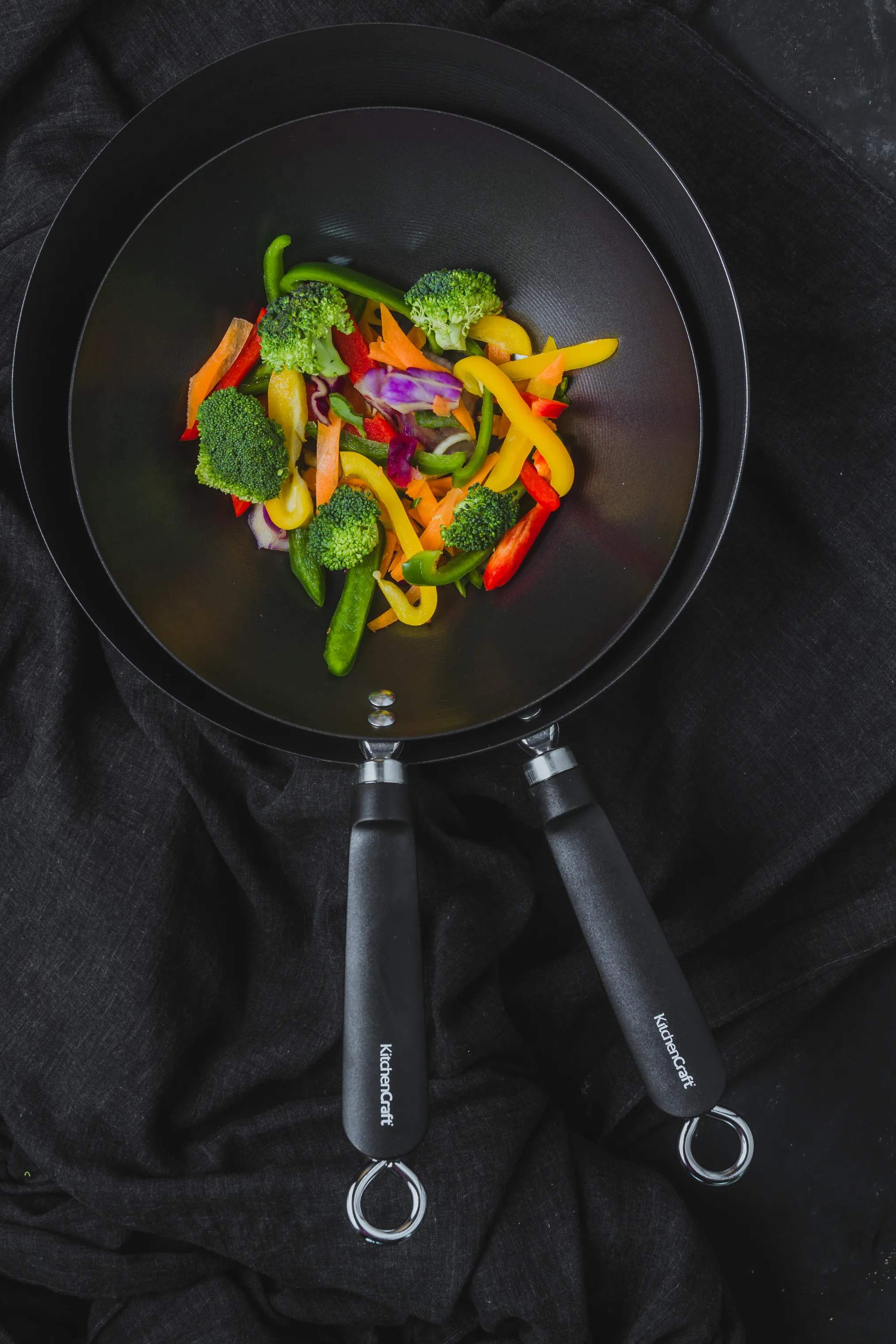 KitchenCraft Wokpander World of Flavours Wok i 26,5 cm, 3