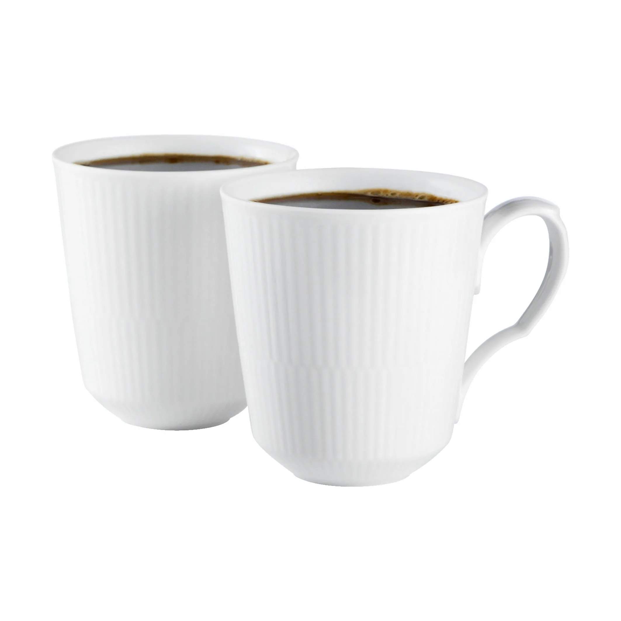 Royal Copenhagen Krus og kopper med hank Hvid Riflet Krus - 2 stk. i Hvid, 38 cl, 4