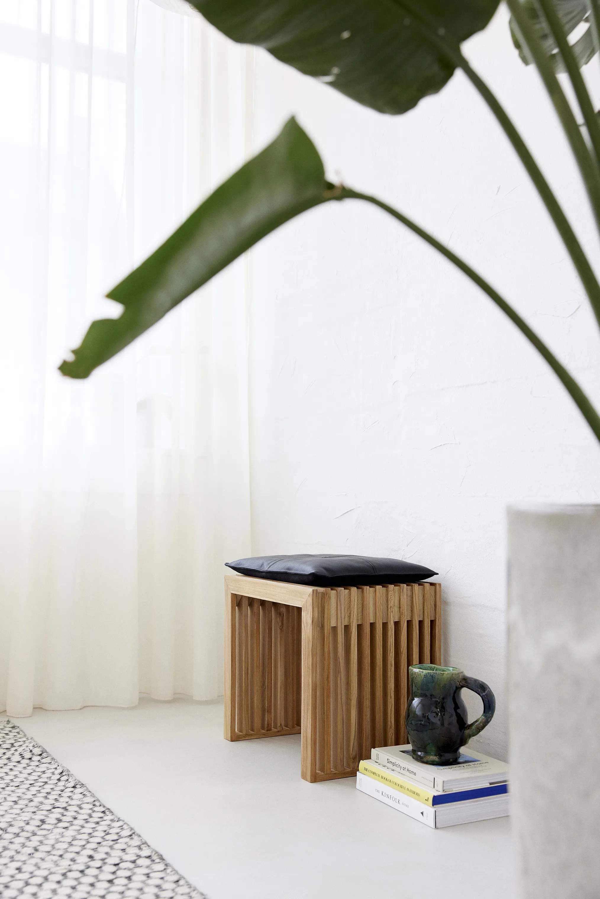 cinas Skamler Rib Skammel inkl. sort hynde i Teak/sort, 3