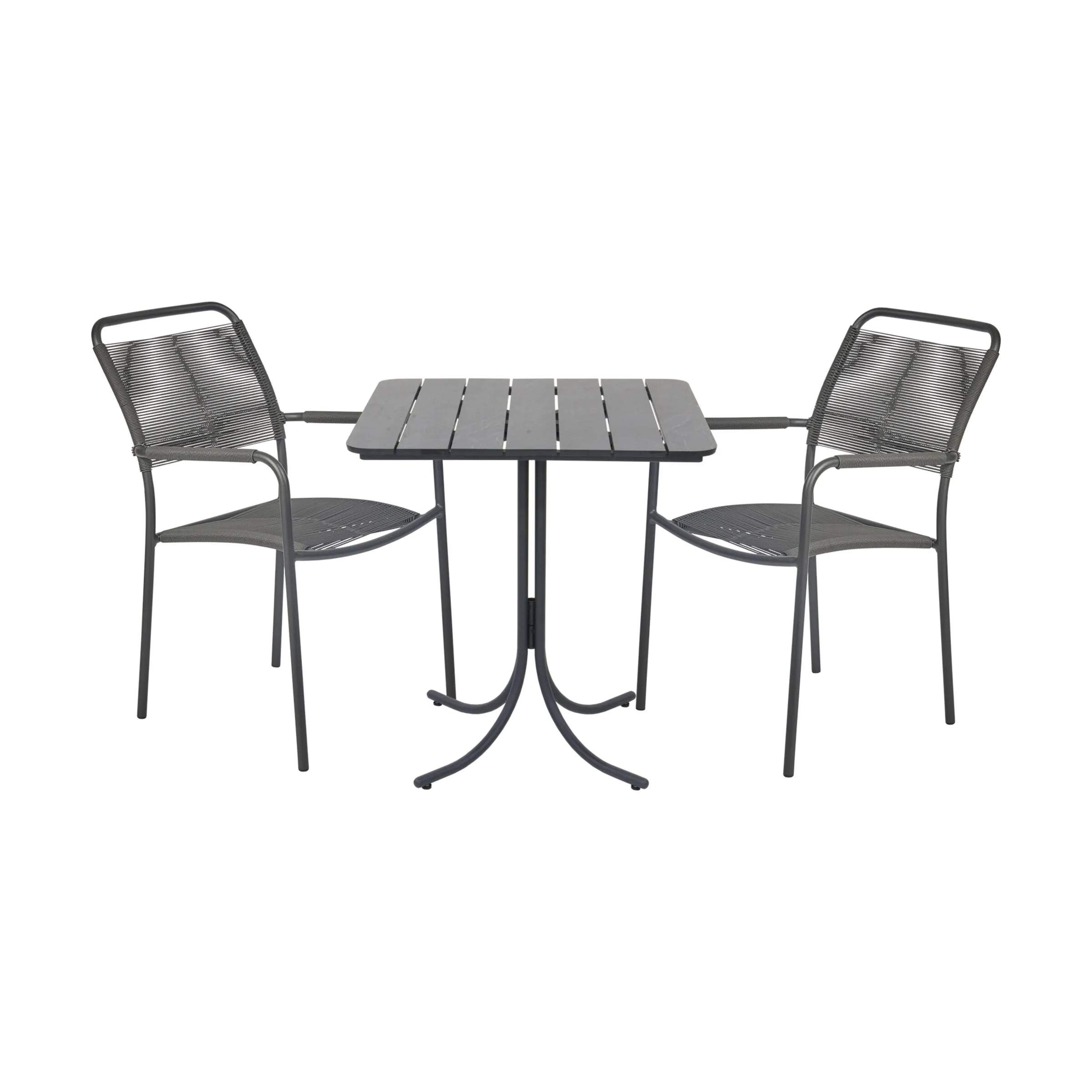 Mandalay Cafésæt Pure Cafésæt - 1 bord og 2 stole i Antracit, 1