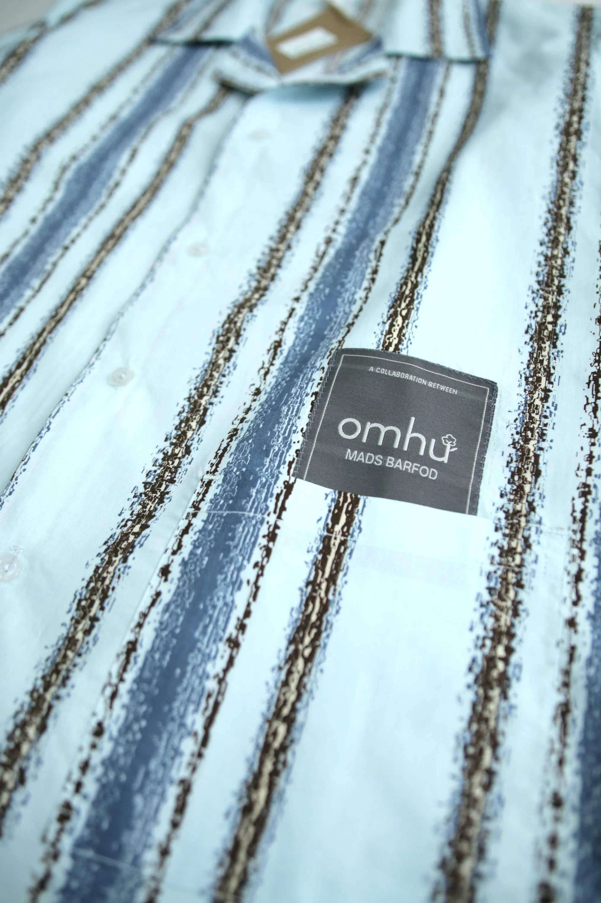 omhu x Mads Barfod Pyjamas Wave Grid Slumber Pyjamasskjorte i Aqua, M/L, 5