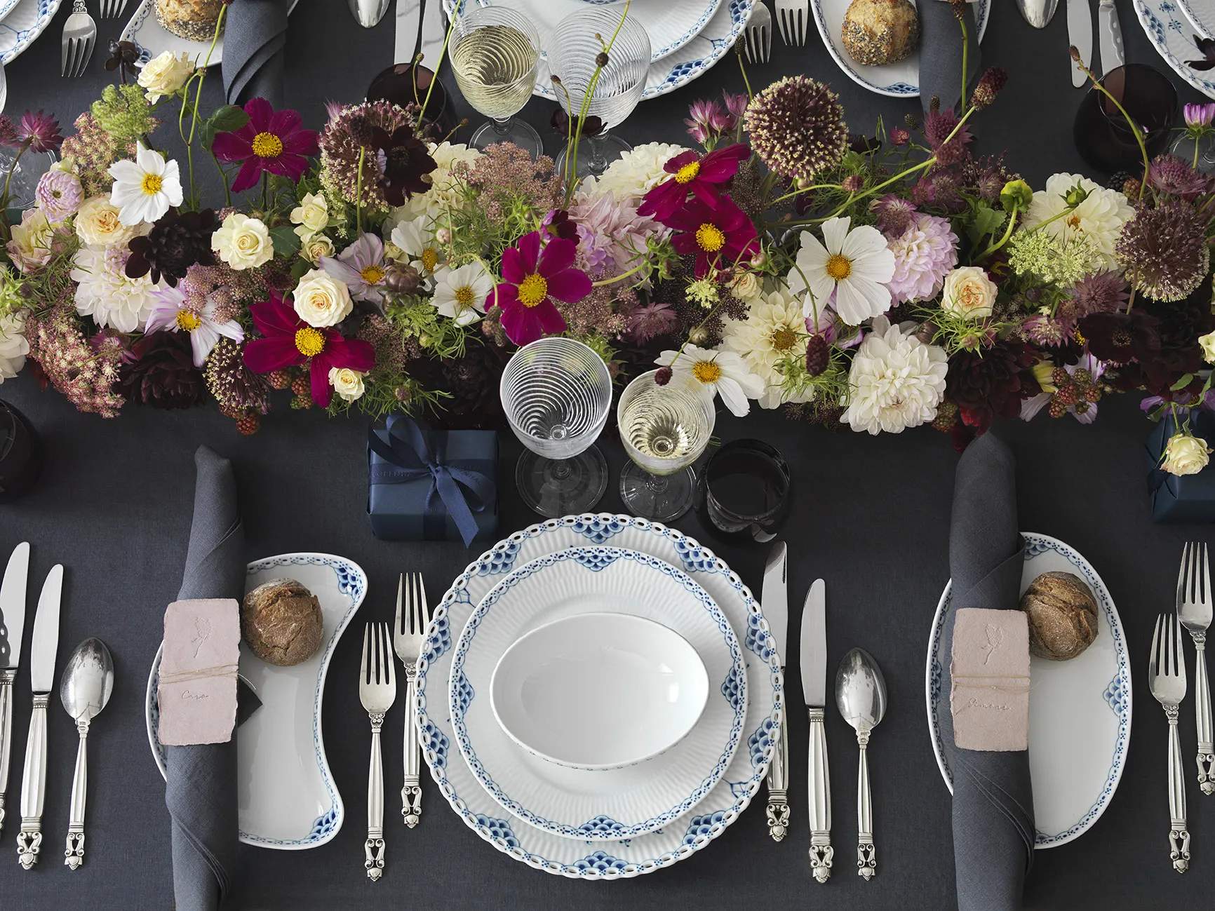 Royal Copenhagen Frokosttallerkener Prinsesse Frokosttallerken i Koboltblå/hvid, 22 cm, 2