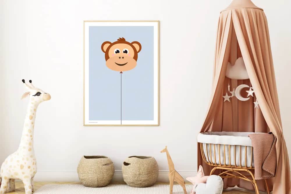 Poster&Frame Plakater Plakat - Balloon Monkey i B50 x L70 cm, 2