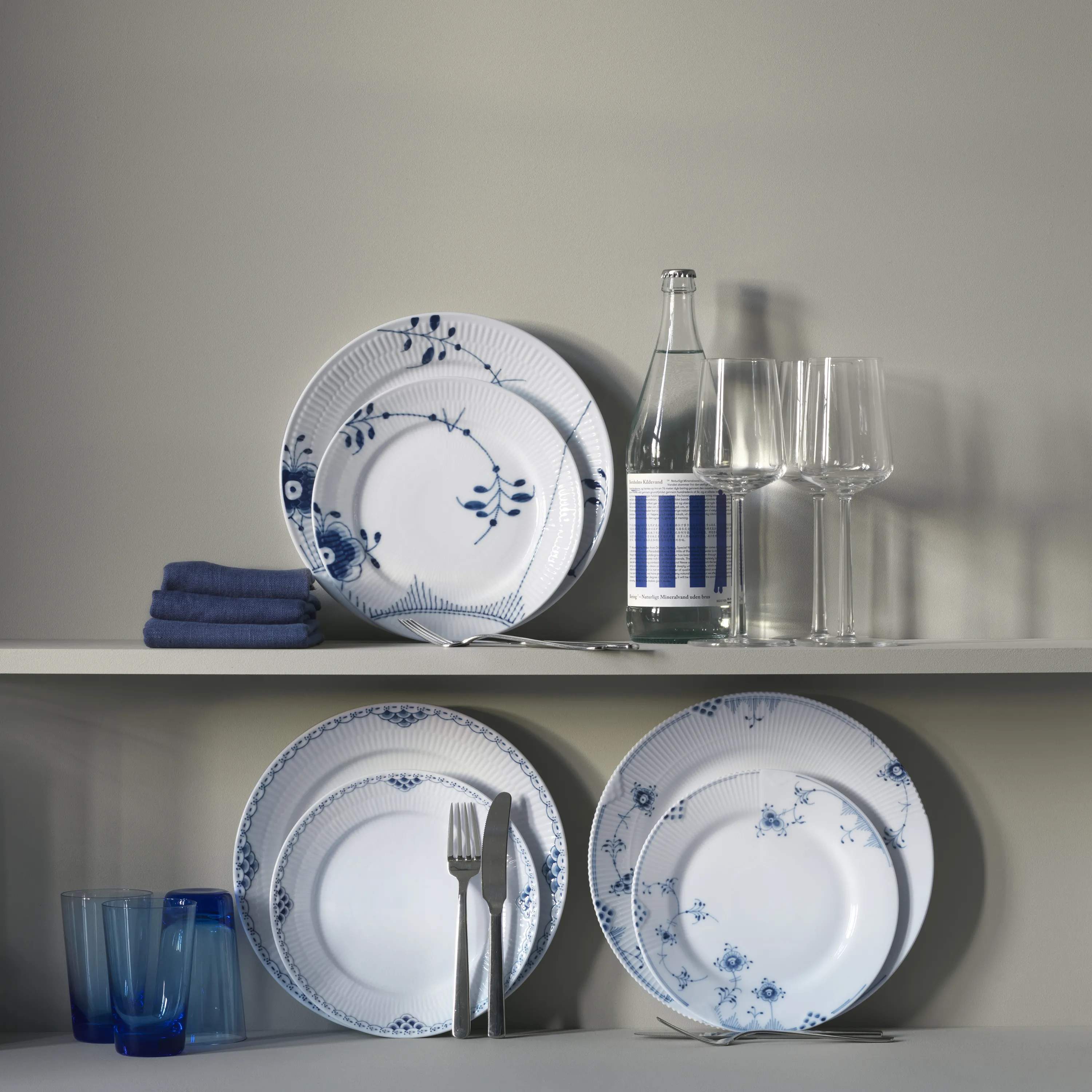 Royal Copenhagen Frokosttallerkener Prinsesse Frokosttallerken - 2 stk. i Hvid/blå, 22 cm, 2