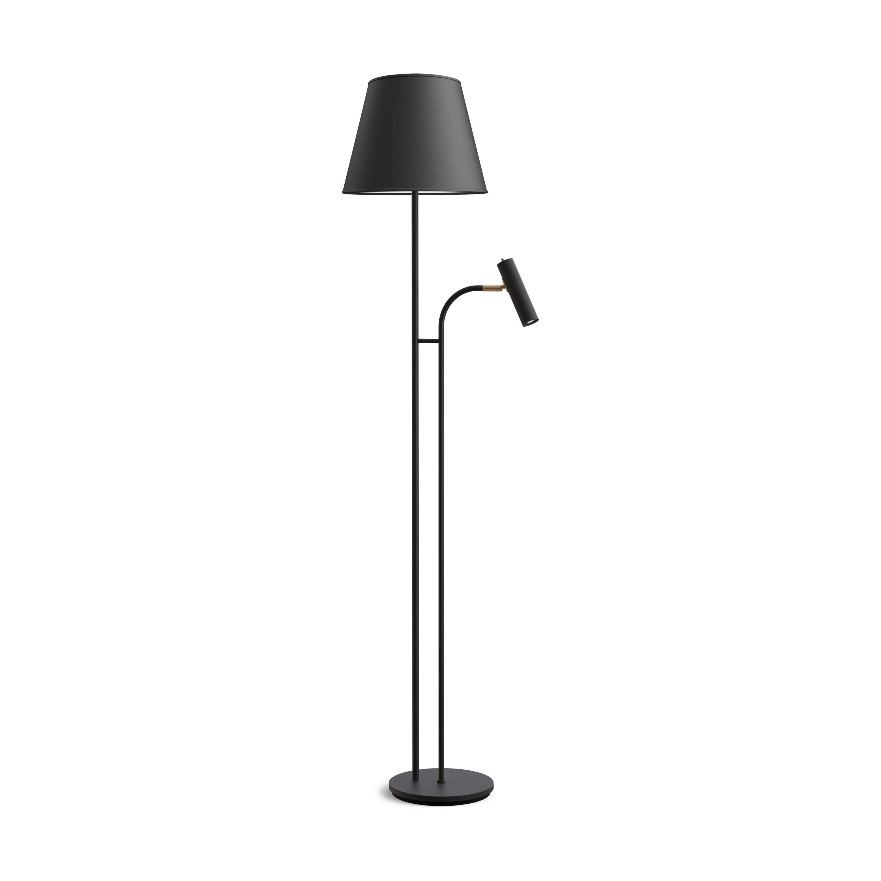 Slender Gulvlampe u. skærm, sort/messing, large