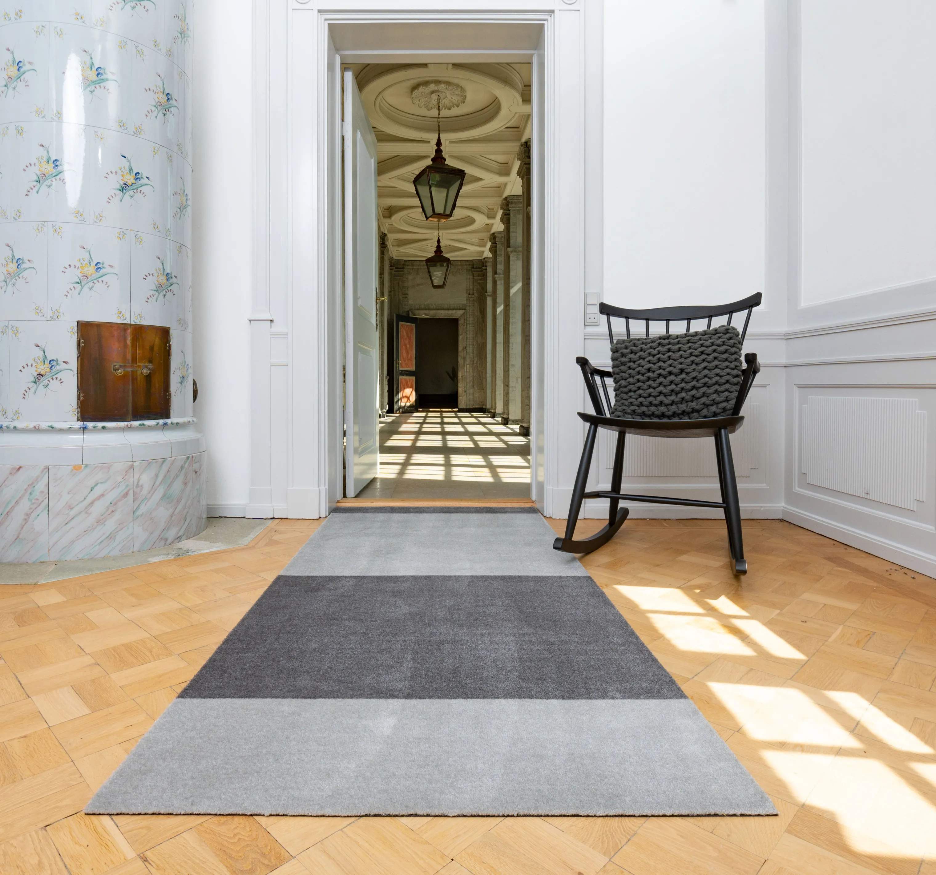 Tica Copenhagen Gulvtæpper Stripes Horisontal Gulvtæppe i Grå/lysegrå, B90 x L200 cm, 4