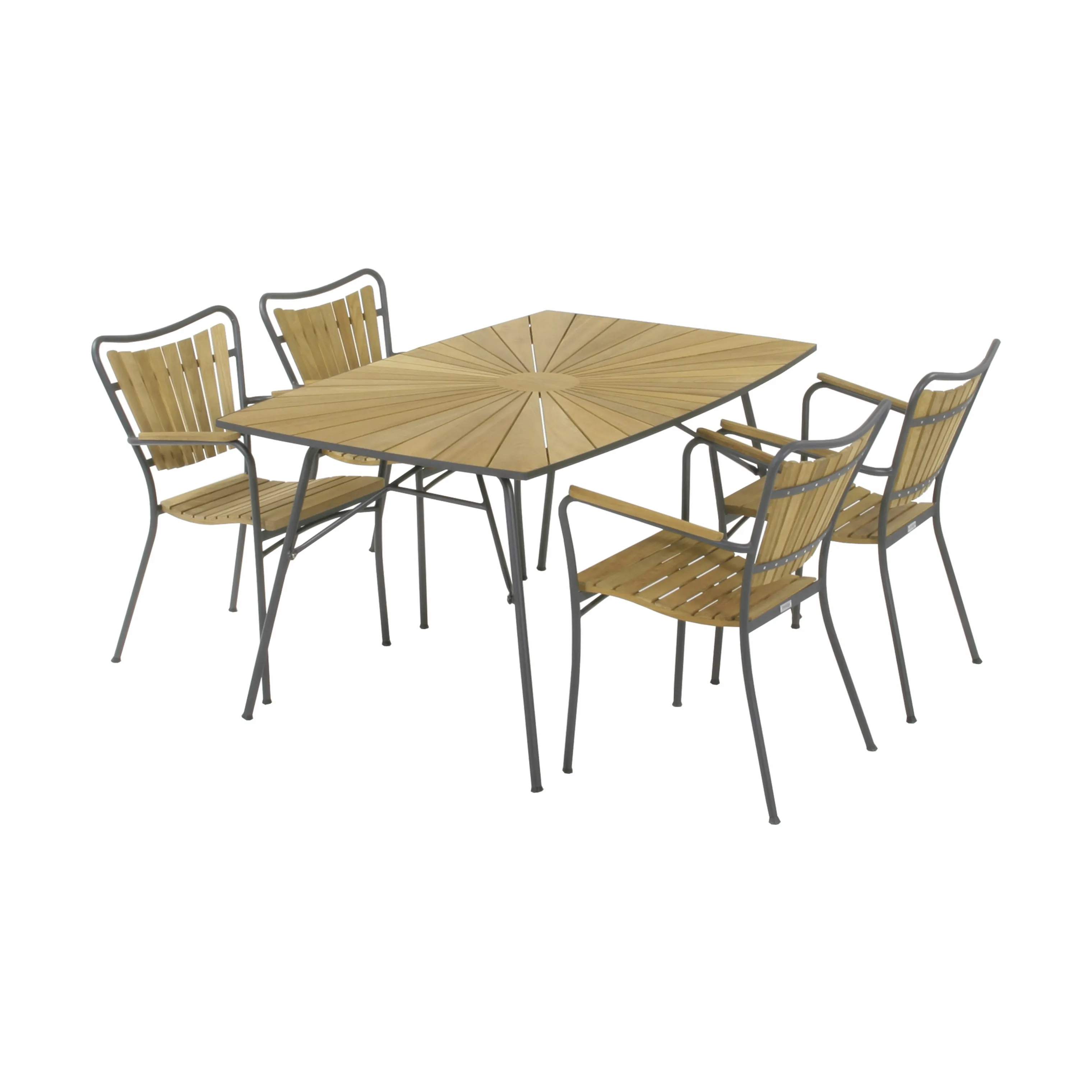 Marguerit Havemøbelsæt - 1 bord og 4 stole, antracit, large