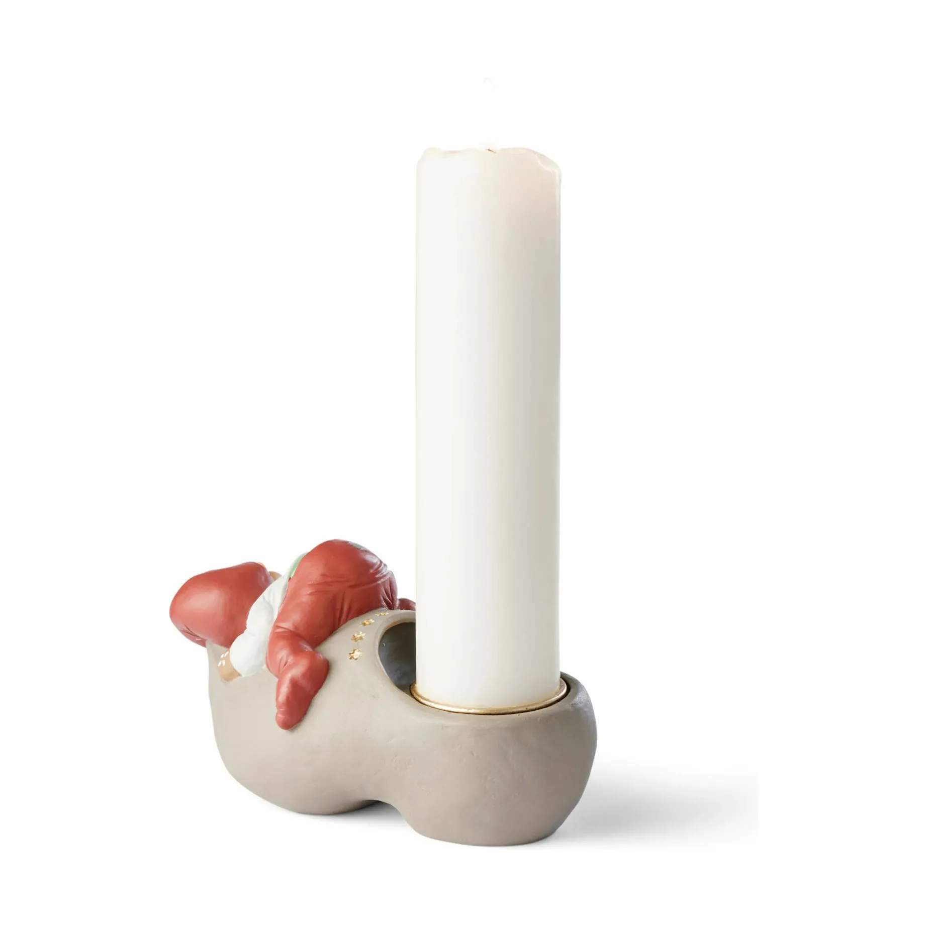 Klarborg Jule- og adventsstager Kalenderstage - Træsko Liam i Beige/rød, 8 cm, 2