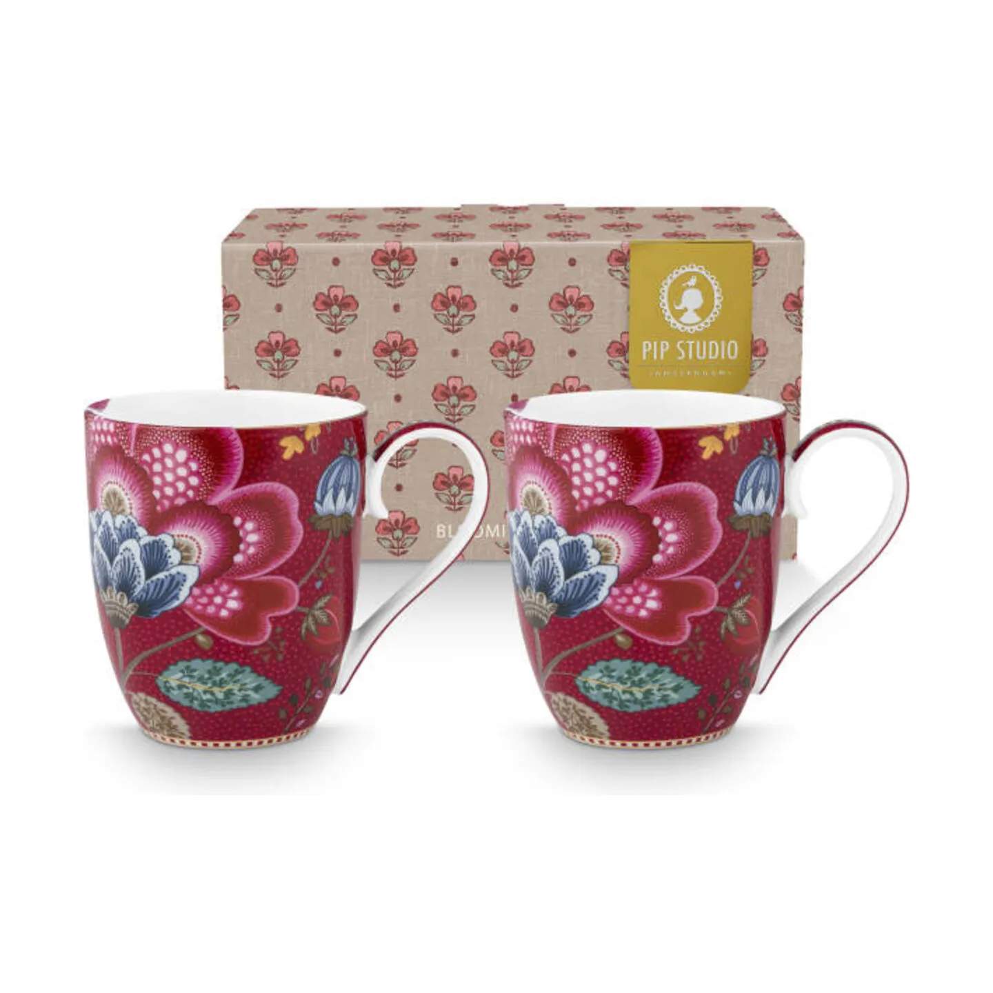 PIP Studio Krus og kopper med hank Blooming Tales Krus - 2 stk. i Rød, 450 ml, 1