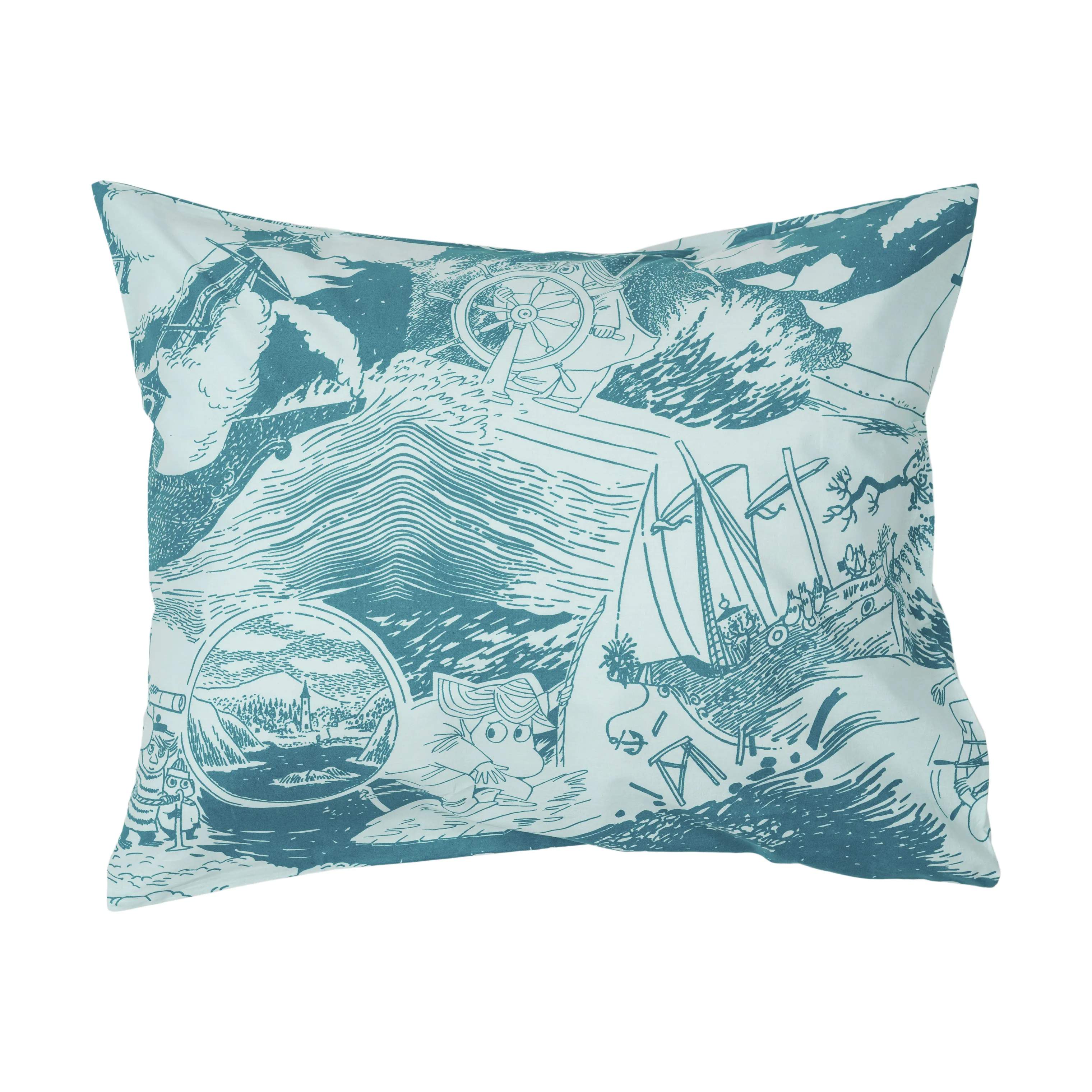 Moomin Arabia Hovedpudebetræk Arabia Soveværelse Pudebetræk - Sejlads i Blå, B60 x L50 cm, 1