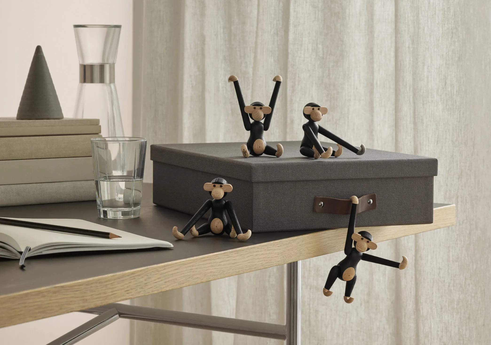 Kay Bojesen Dyrefigurer Abe - Mini i Mørkbejdset egetræ, Mini, 3