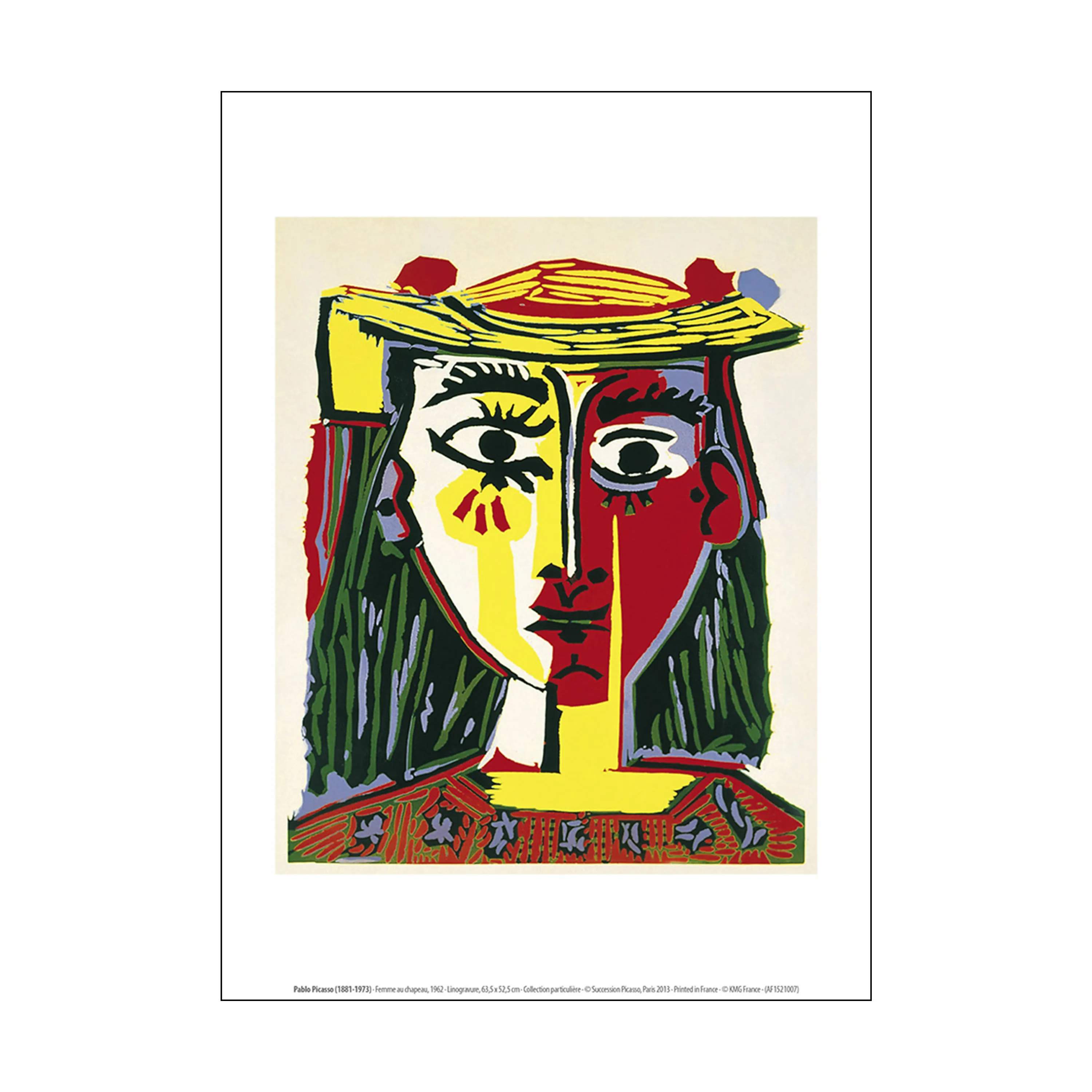 Picasso plakat - Femme au Chapeau, multifarvet, large