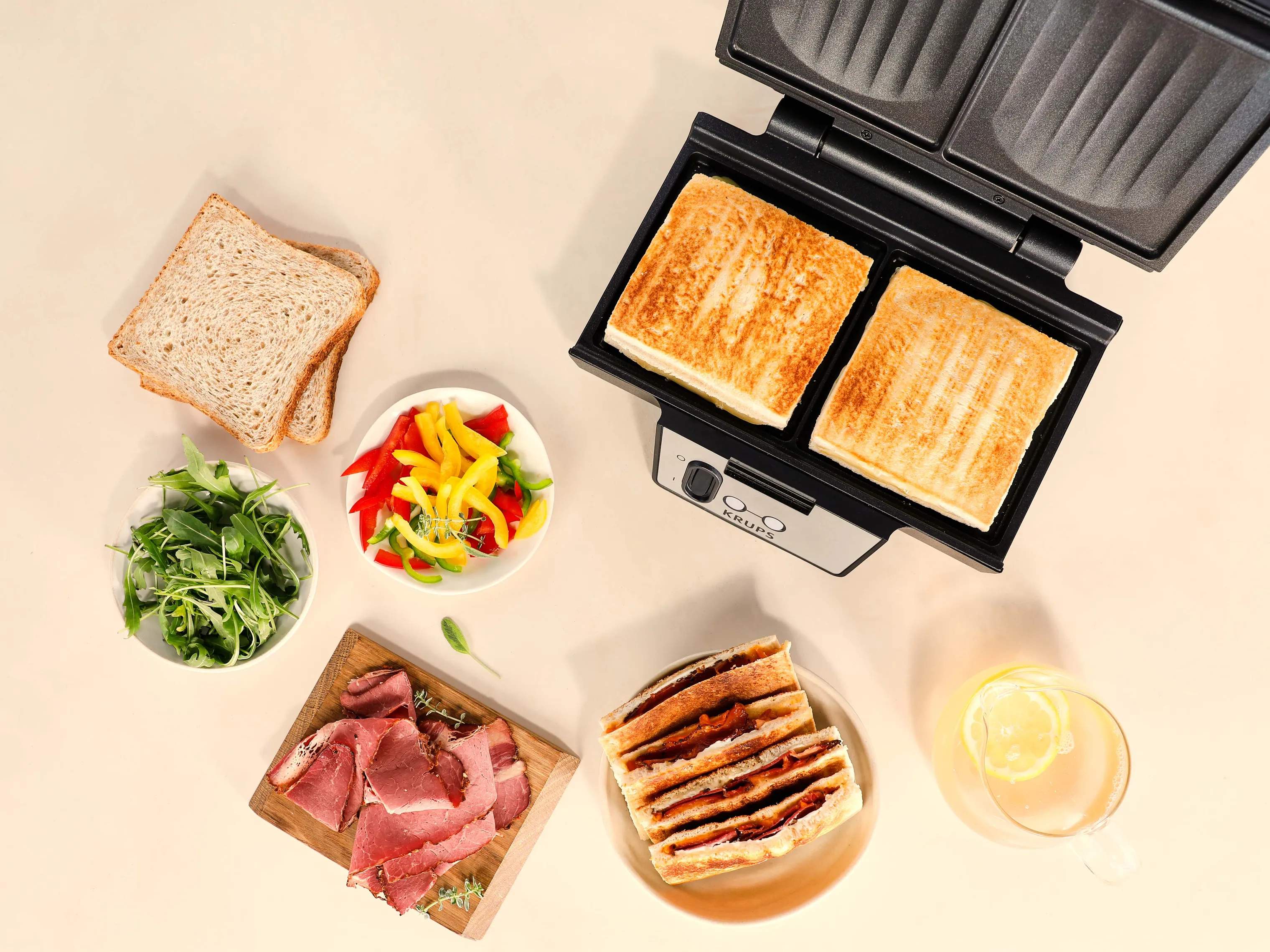 Krups Toastere Iconic Sandwichtoaster FDK464 i Sølvfarvet, 2