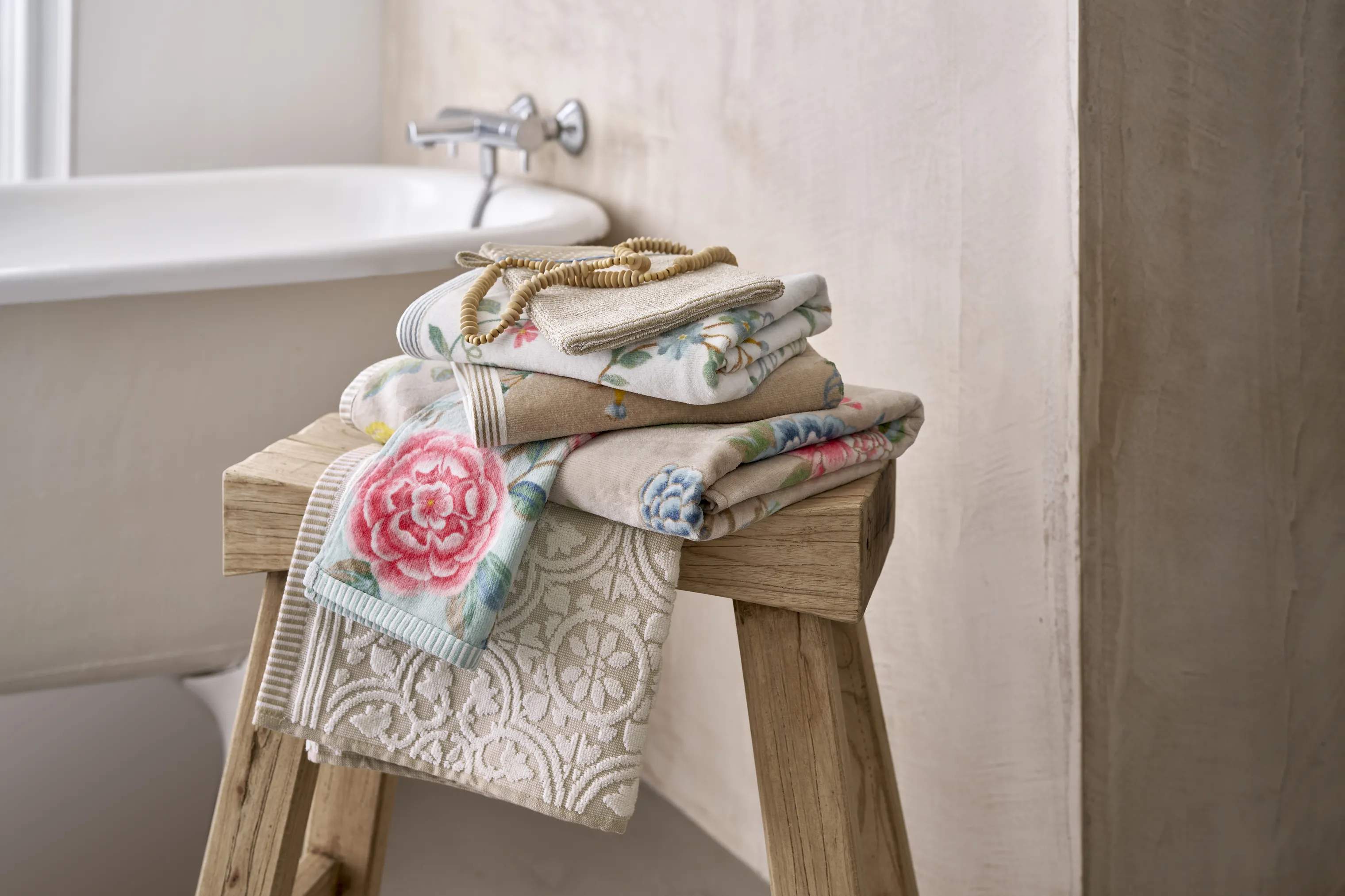 PIP Studio Håndklæder Les Fleurs Håndklæde i Khaki , B55 x L100 cm, 6