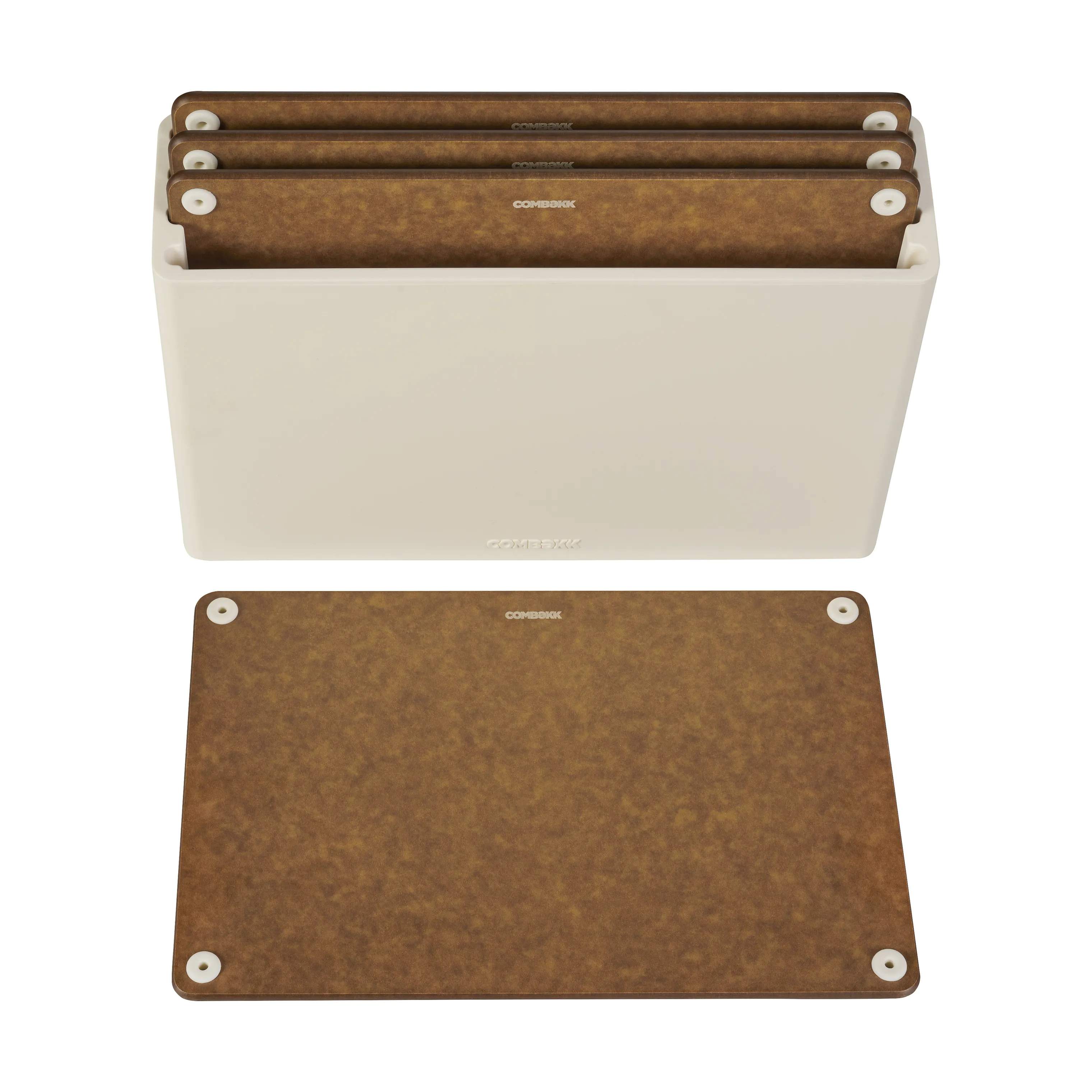 Combekk Skærebrætter Skærebræt m. Holder - 4 stk. i Brun/beige, 4