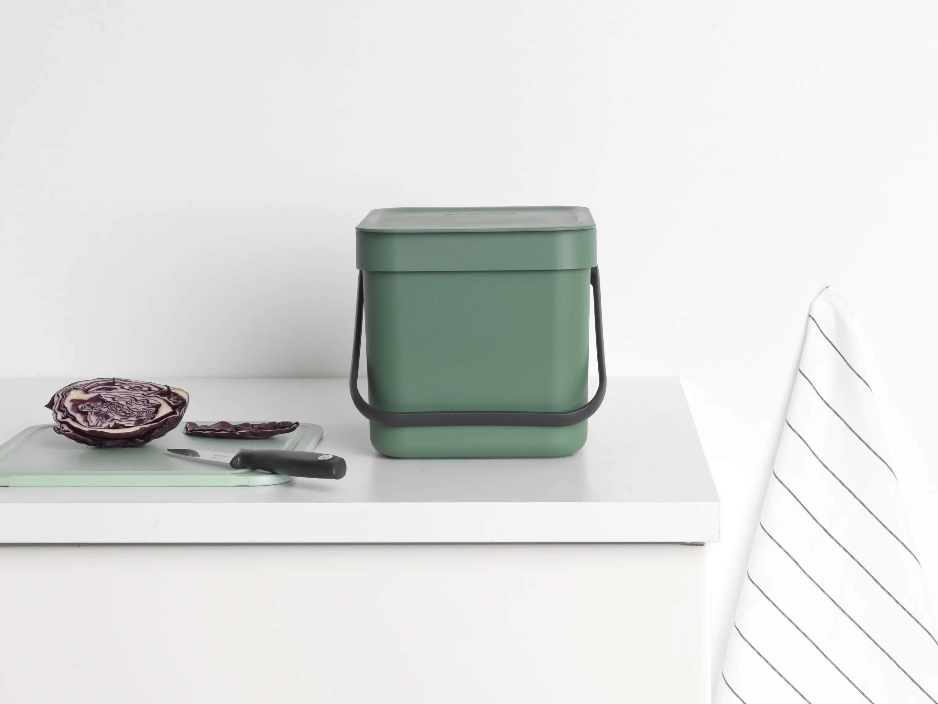 Brabantia Spande uden pedal Sort & Go Affaldsspand i Grøn, 6 L, 2