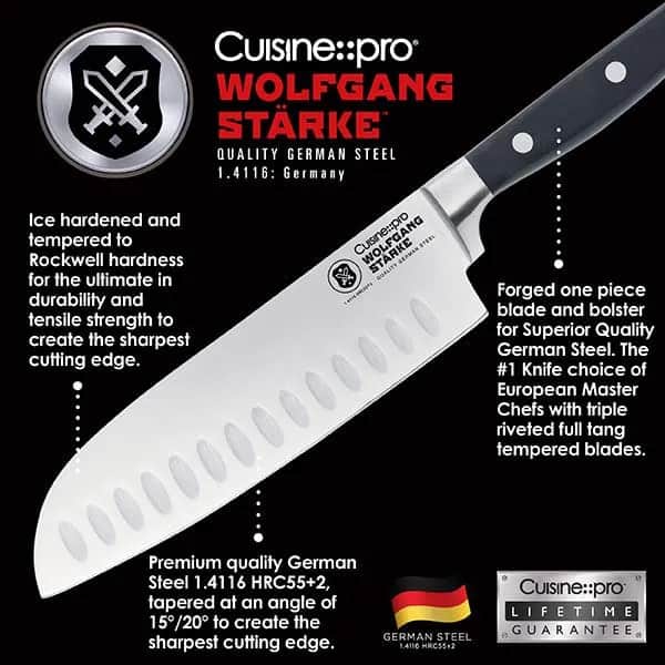 THE CUSTOM CHEF™ Santokuknive Cuisine::pro® WOLFGANG
STARKE™ Cuisine::pro WOLFGANG STARKE™ Santokukniv i sølvfarvet/sort, 41,9 cm, 3