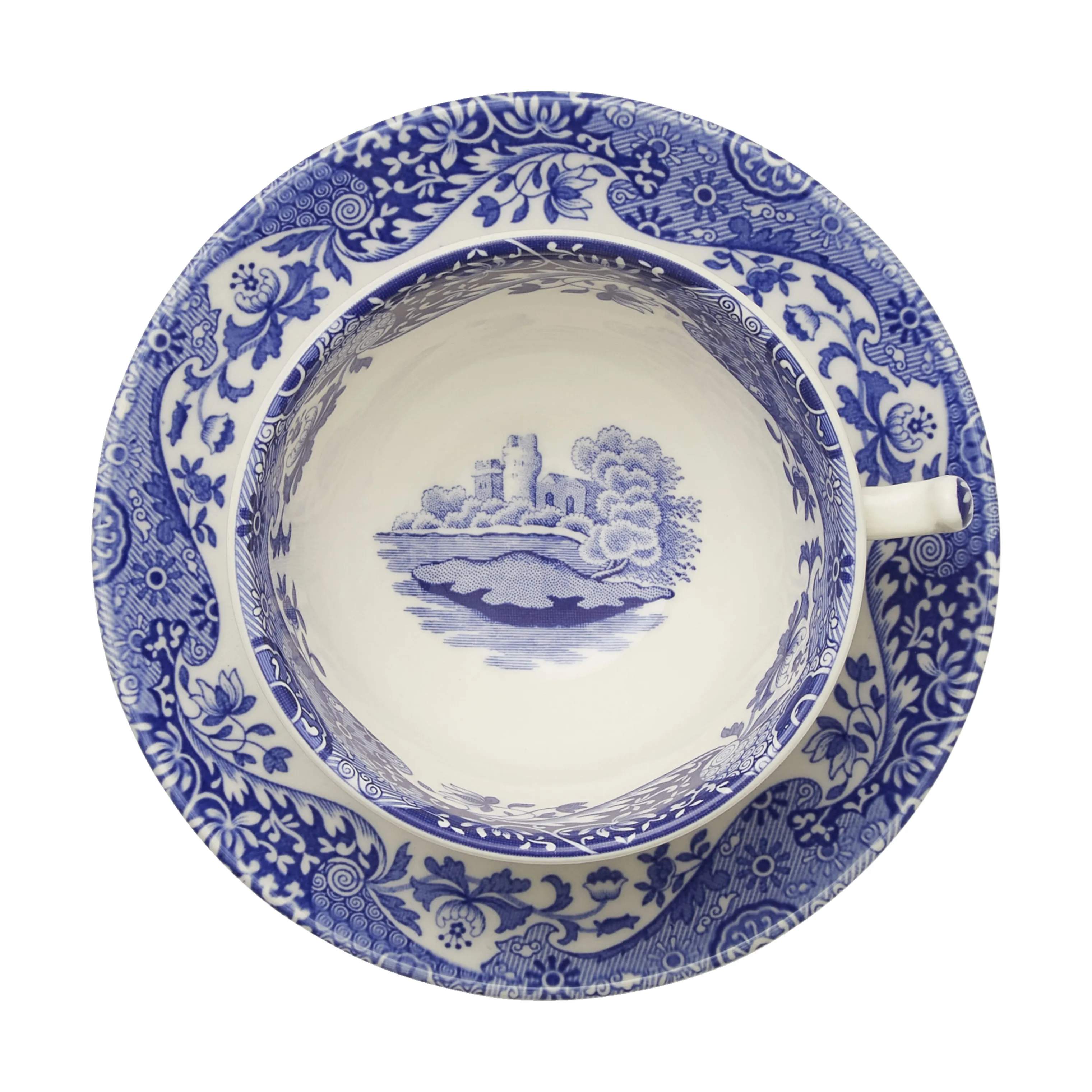 Spode Krus og kopper med hank Blue Italian Blue Italien Tekop m. underkop - 4 stk. i Blå/hvid, 4