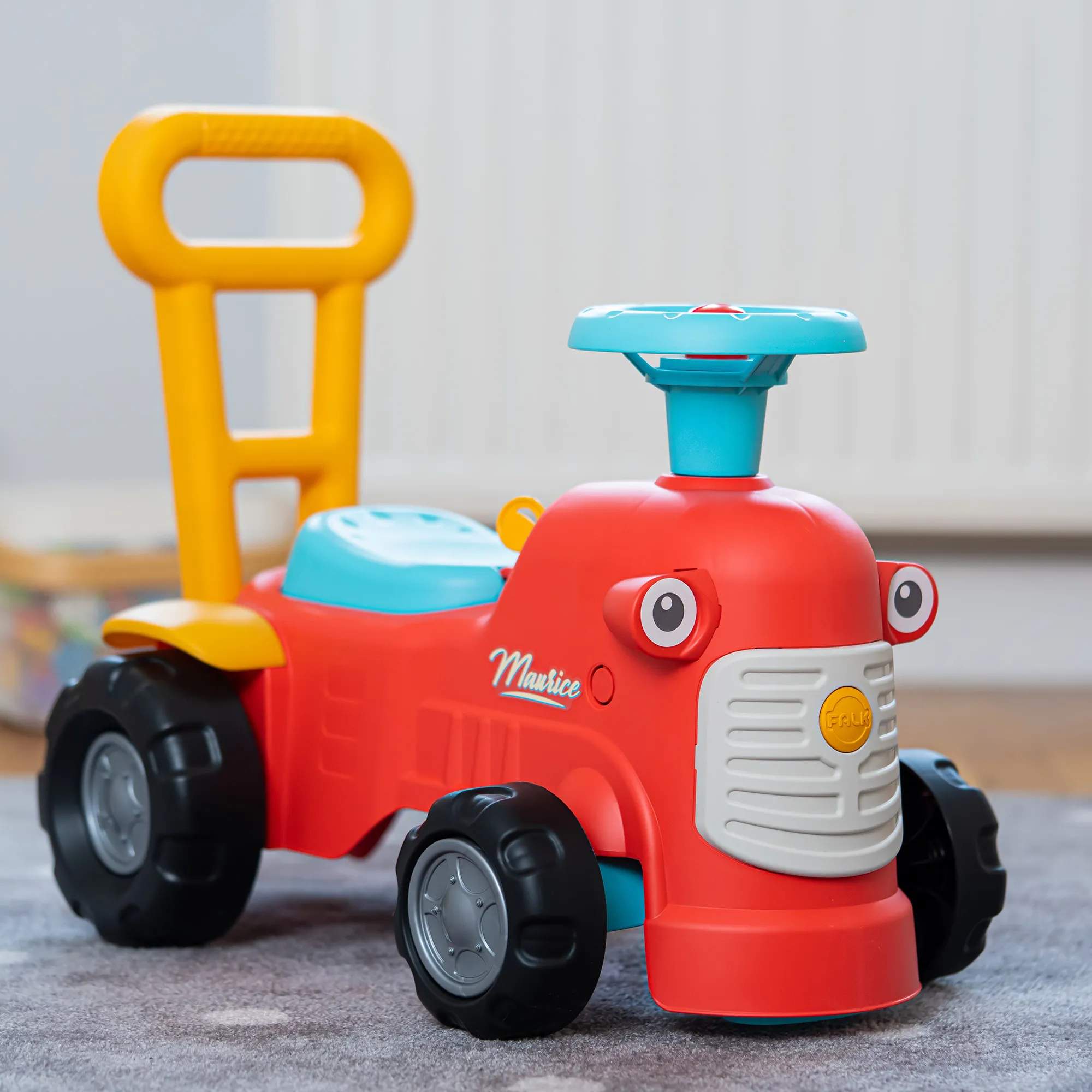 FALK Til børneværelset Maurice Gå-traktor i Hvid, blå og gul, 2
