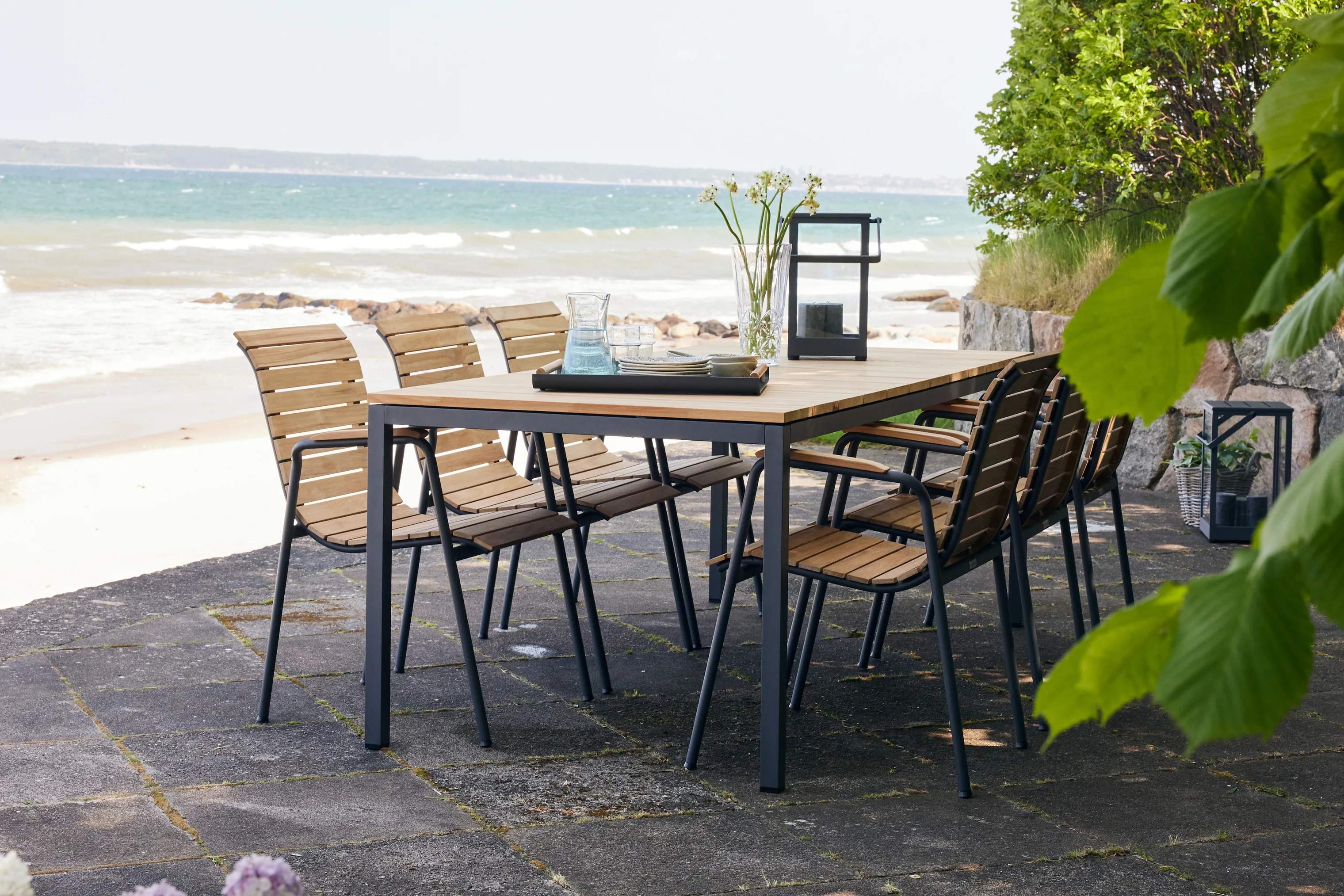 Mandalay Havemøbelsæt Toscana & Bellevue Havemøbelsæt - 7 dele i Antracit/Teak, 1 bord (L 197 cm)og 4 stole, 5