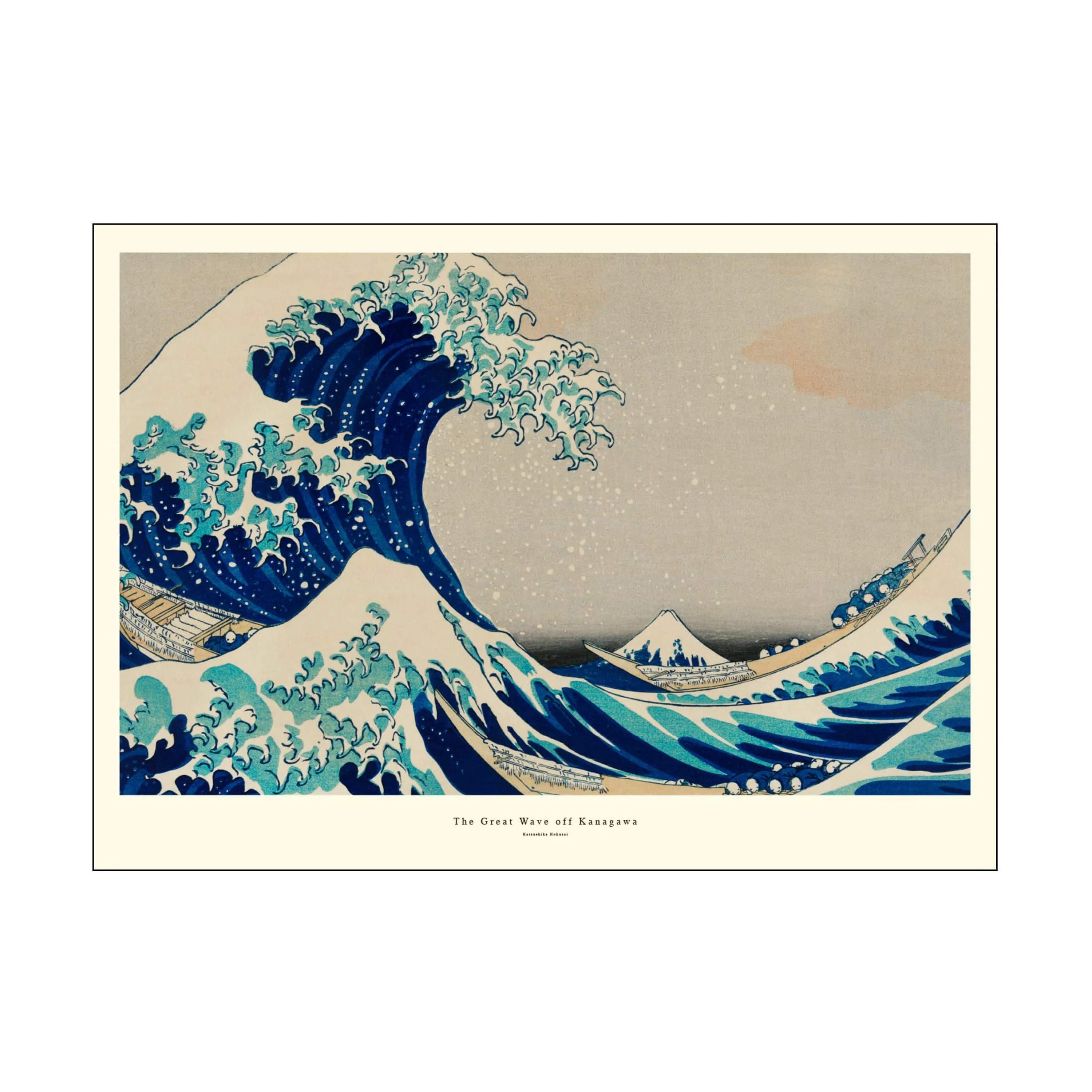 Plakat - The great wave off Kanagawa, blå 2, large