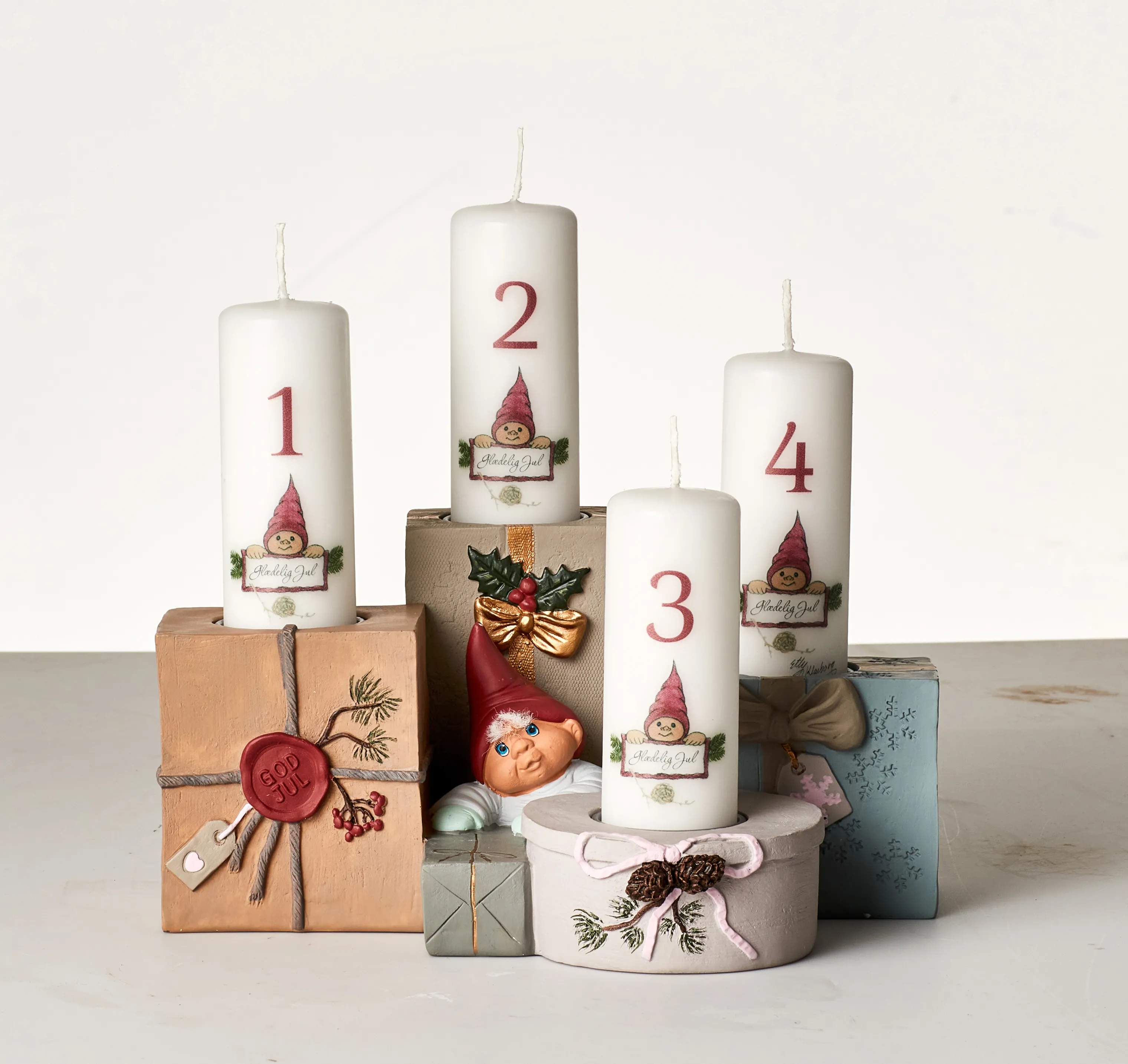 Klarborg Jule- og adventsstager Adventsstage - Bjarke i Lyseblå/beige, 12 cm, 2