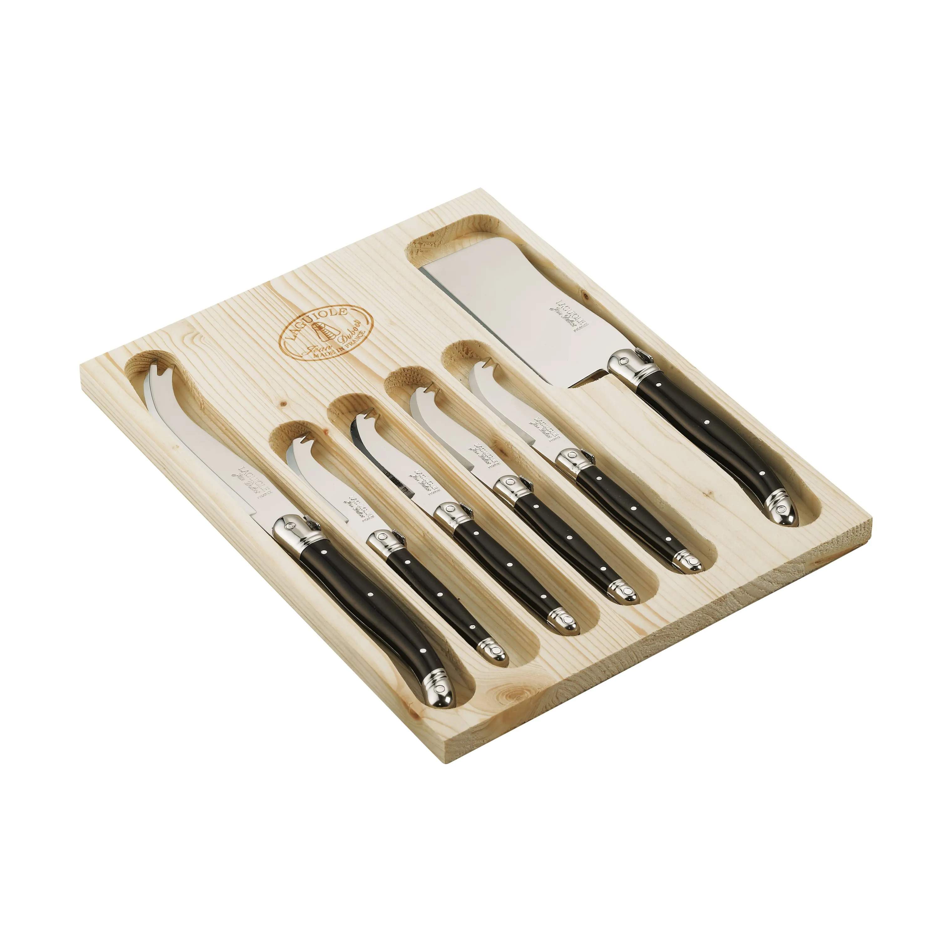 Jean Dubost Osteknive Laguiole Ostesæt - 6 dele i sølv og sort, 1