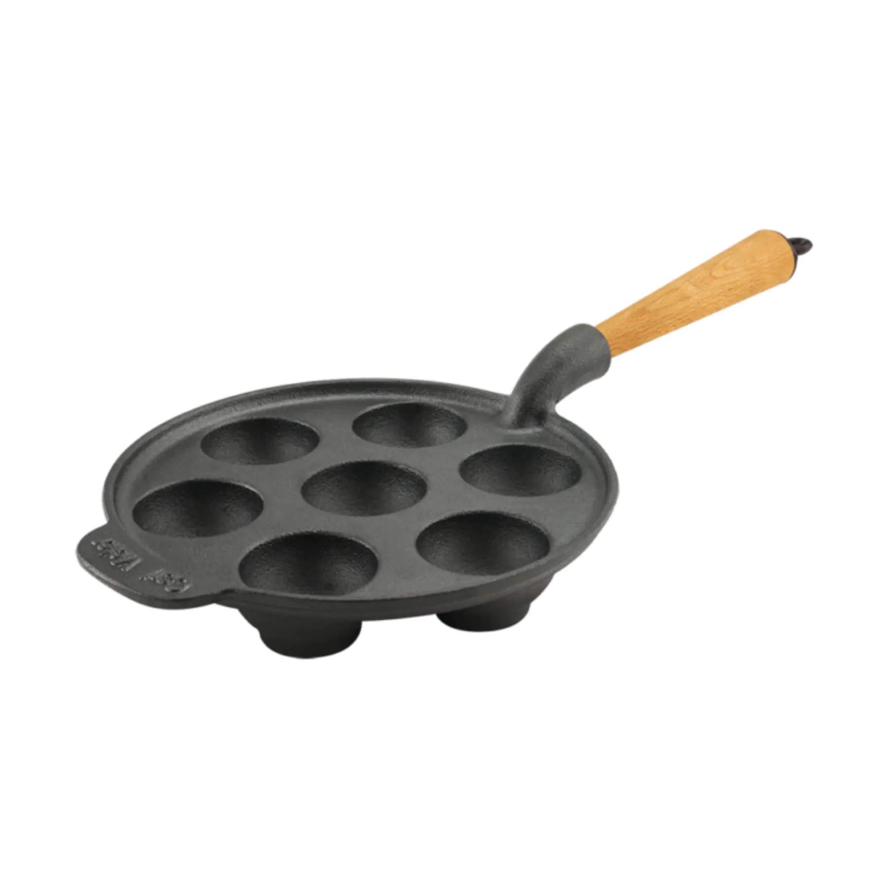 Carl Victor Æbleskivepander Æbleskivepande i Støbejern, Bøgetræ, 1