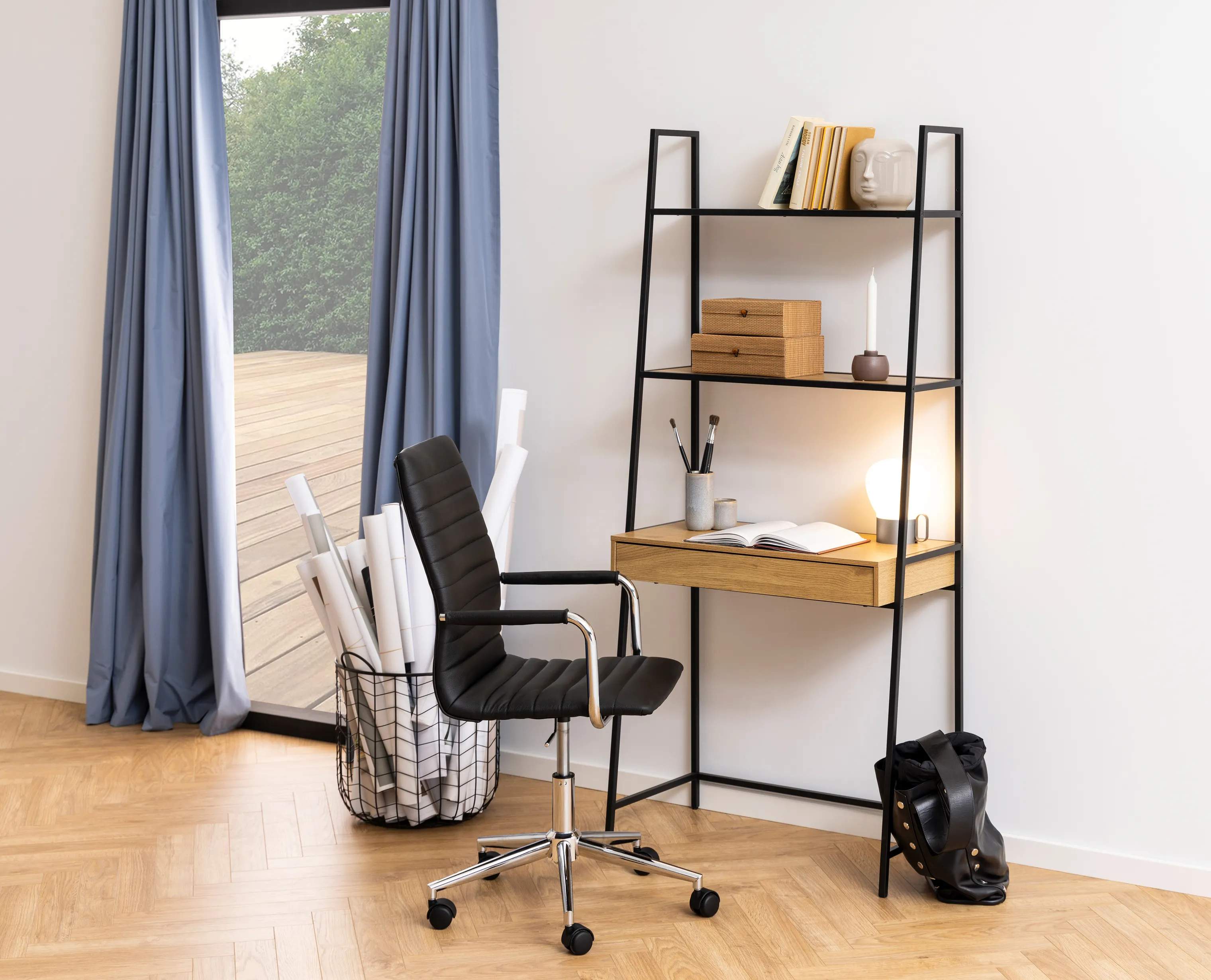 CASA Living Skriveborde Seaford Reol m. Skrivebord i Natur/sort, 2