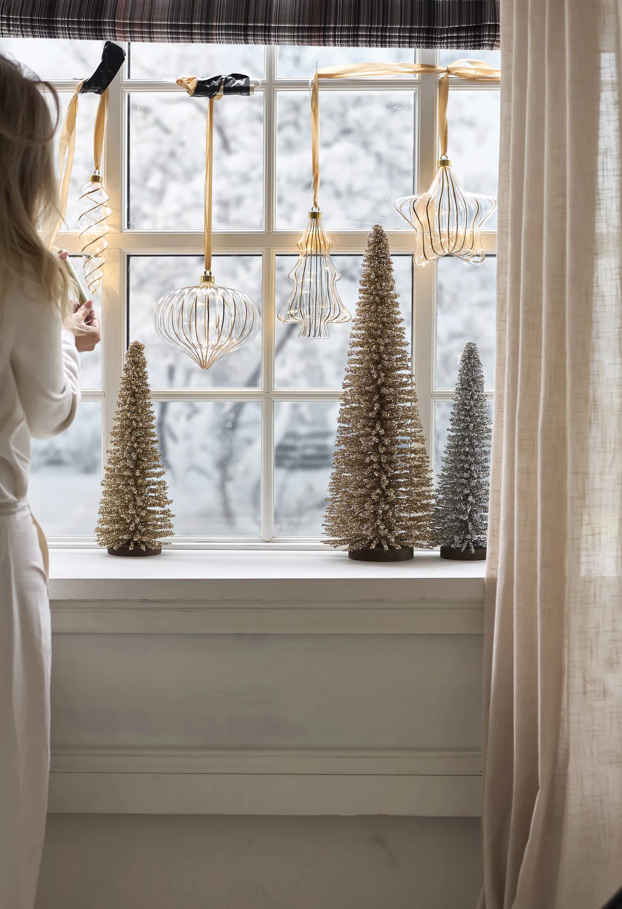 Casa Christmas Lysdekoration LED Ophæng - Istap i Guld/istap, 2
