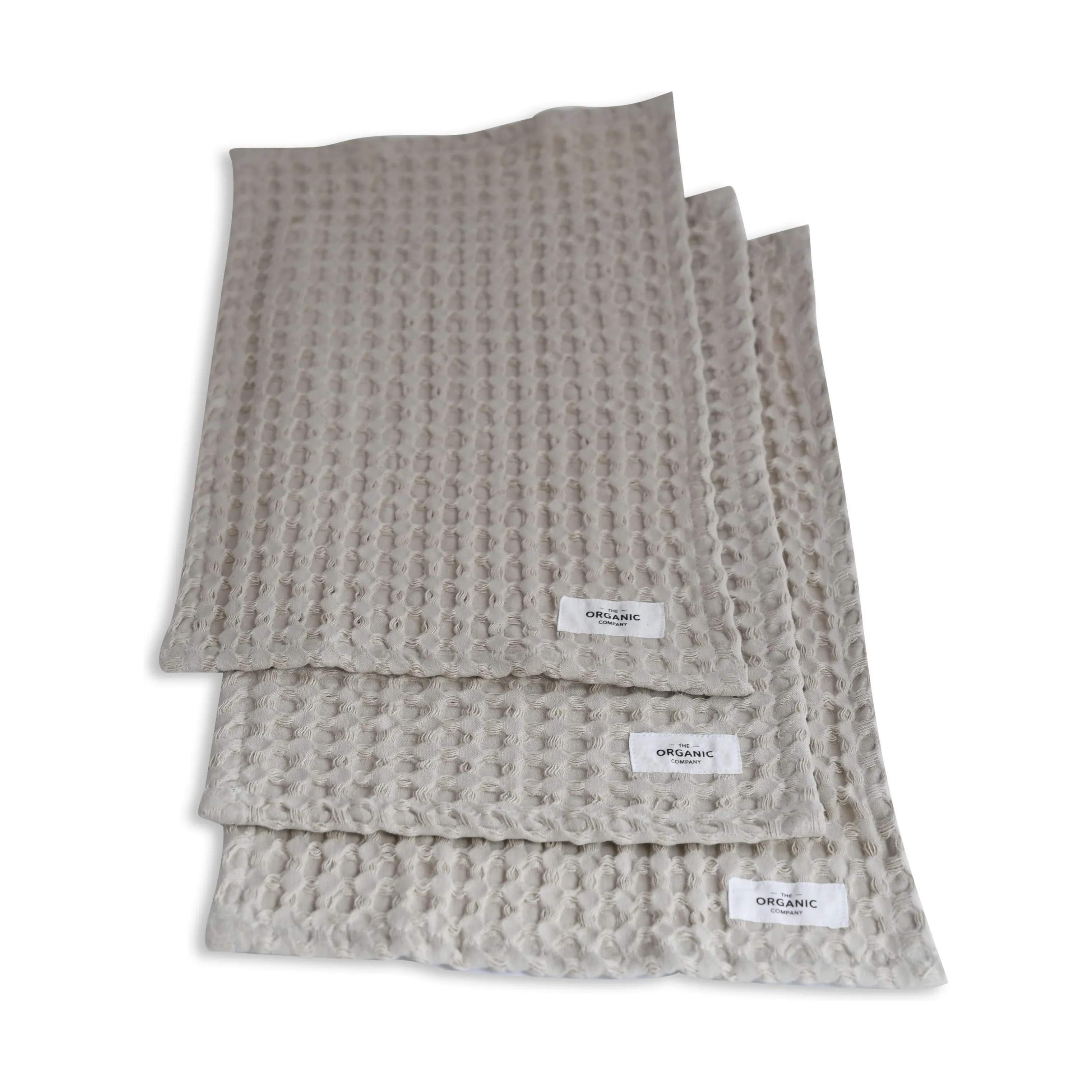 The Organic Company Vaskeklude Big Waffle Vaffel Vaskeklud - 3 stk. i Beige, 3