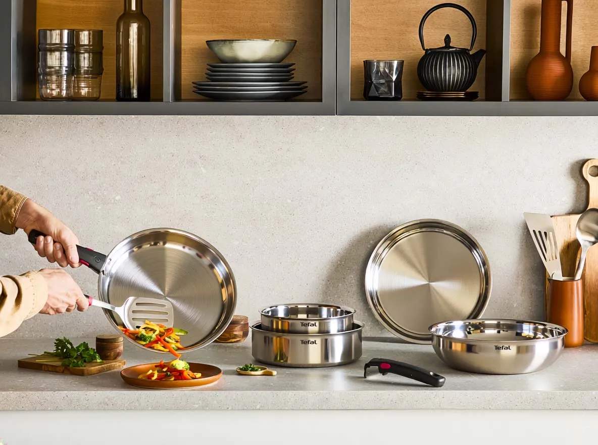 Tefal Stegepander Ingenio Emotion Plus SS Stegepandesæt - 3 dele i Sølvfarvet, 6
