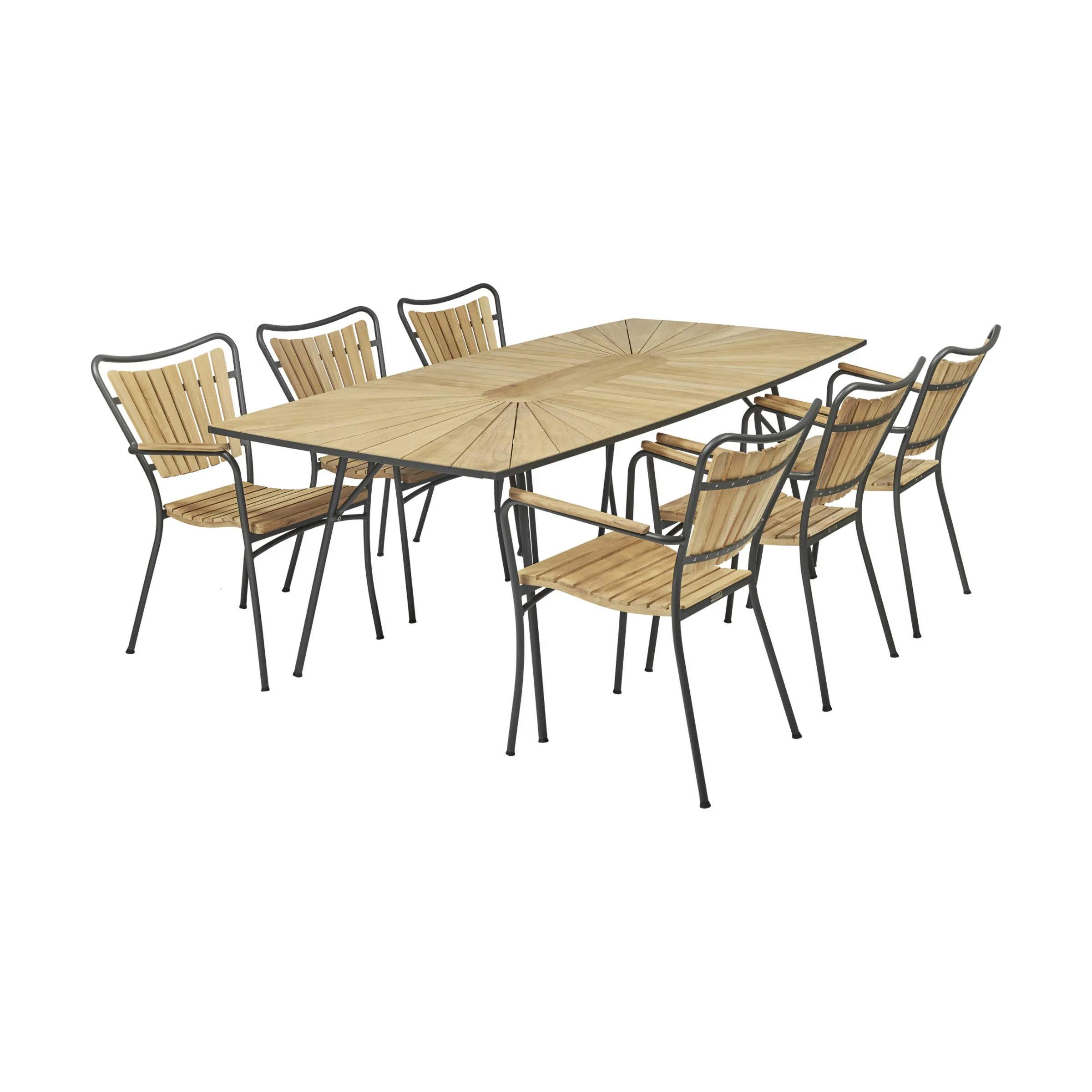 Marguerit Havemøbelsæt - 1 bord og 6 stole, antracit, large