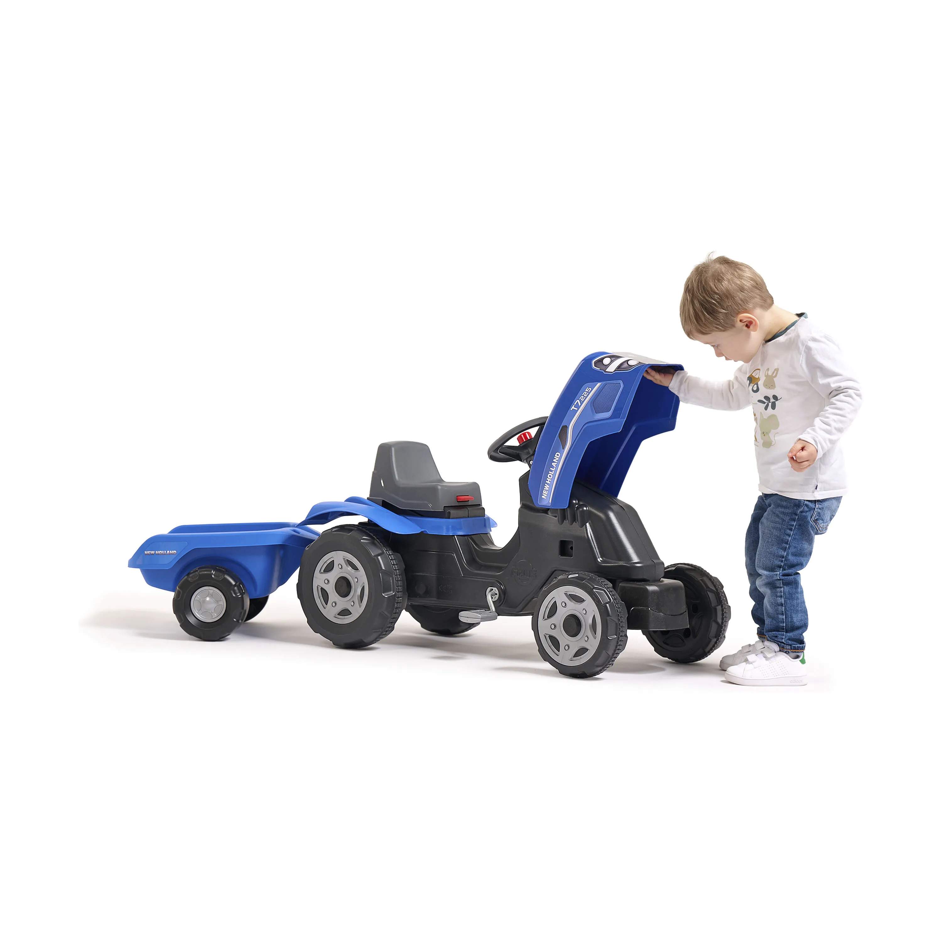 FALK Øvrig udeleg New Holland Traktor m. trailer i Blå, 5