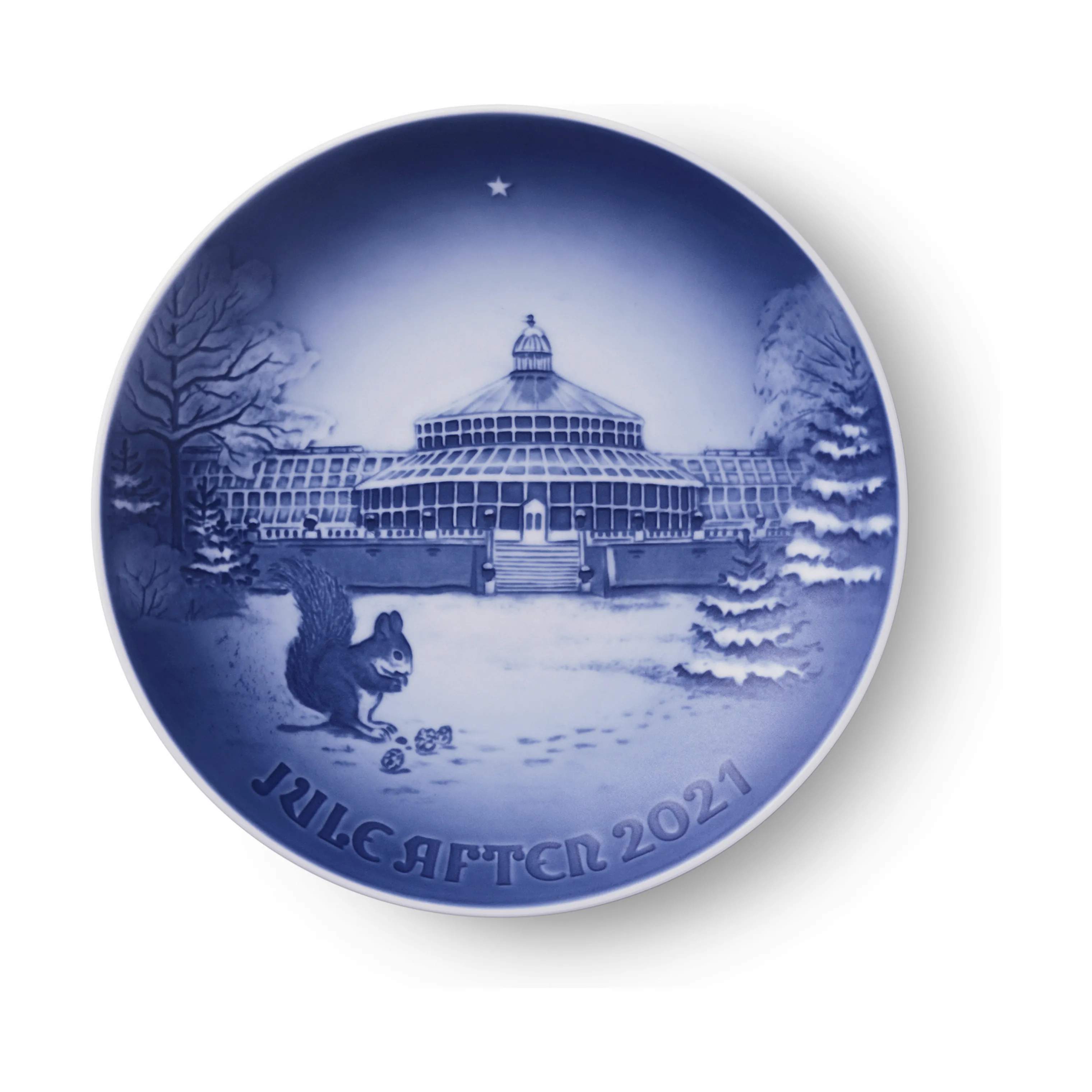 Royal Copenhagen Platter Samleartikler Bing & Grøndahl Juleplatte 2021 - Botanisk Have i Blå, 1