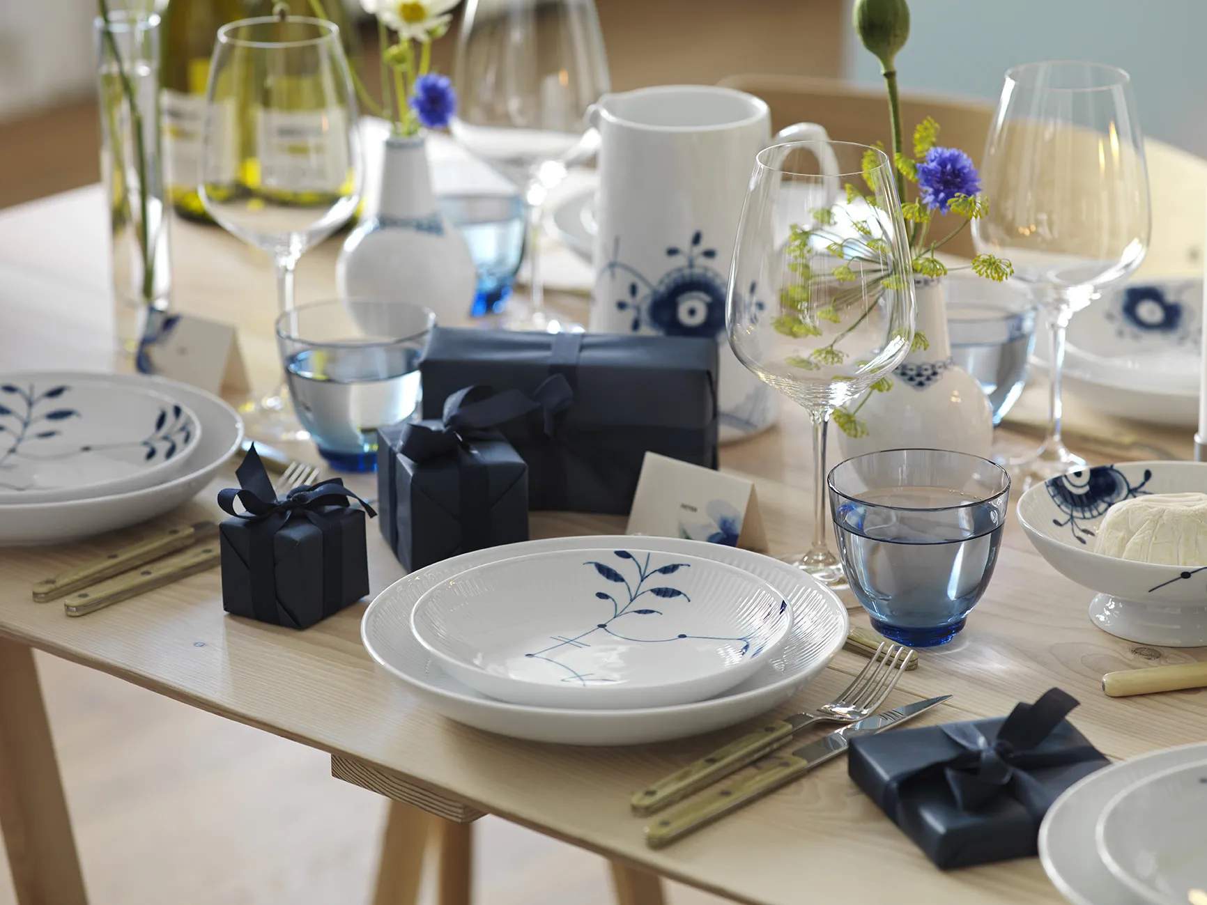 Royal Copenhagen Frokosttallerkener Blå Mega Riflet Moderne Tallerken i Blå, 20 cm, 3