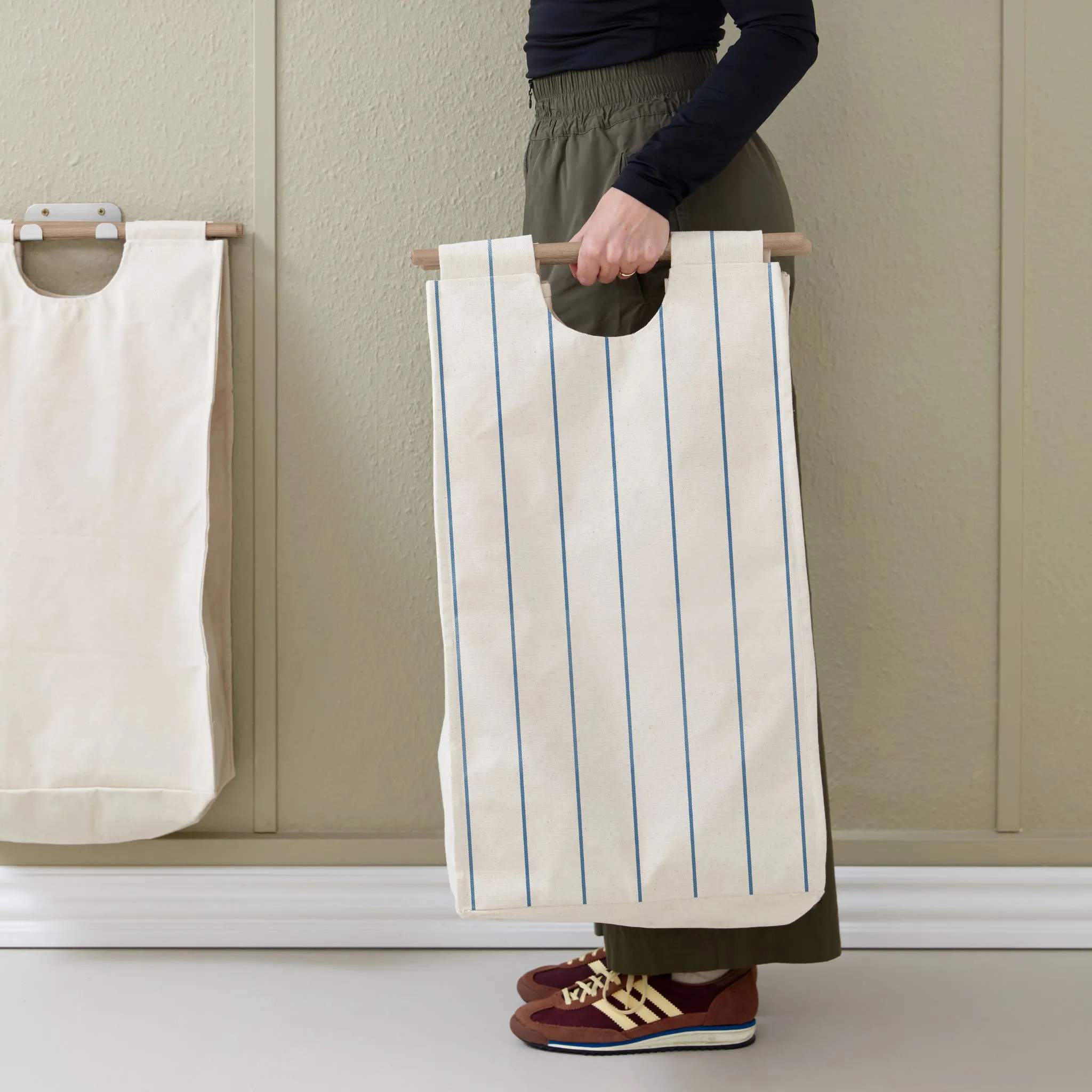 ReCollector Vasketøjskurve BagUp Vasketøjskurv i Beige/blåstribet, 2