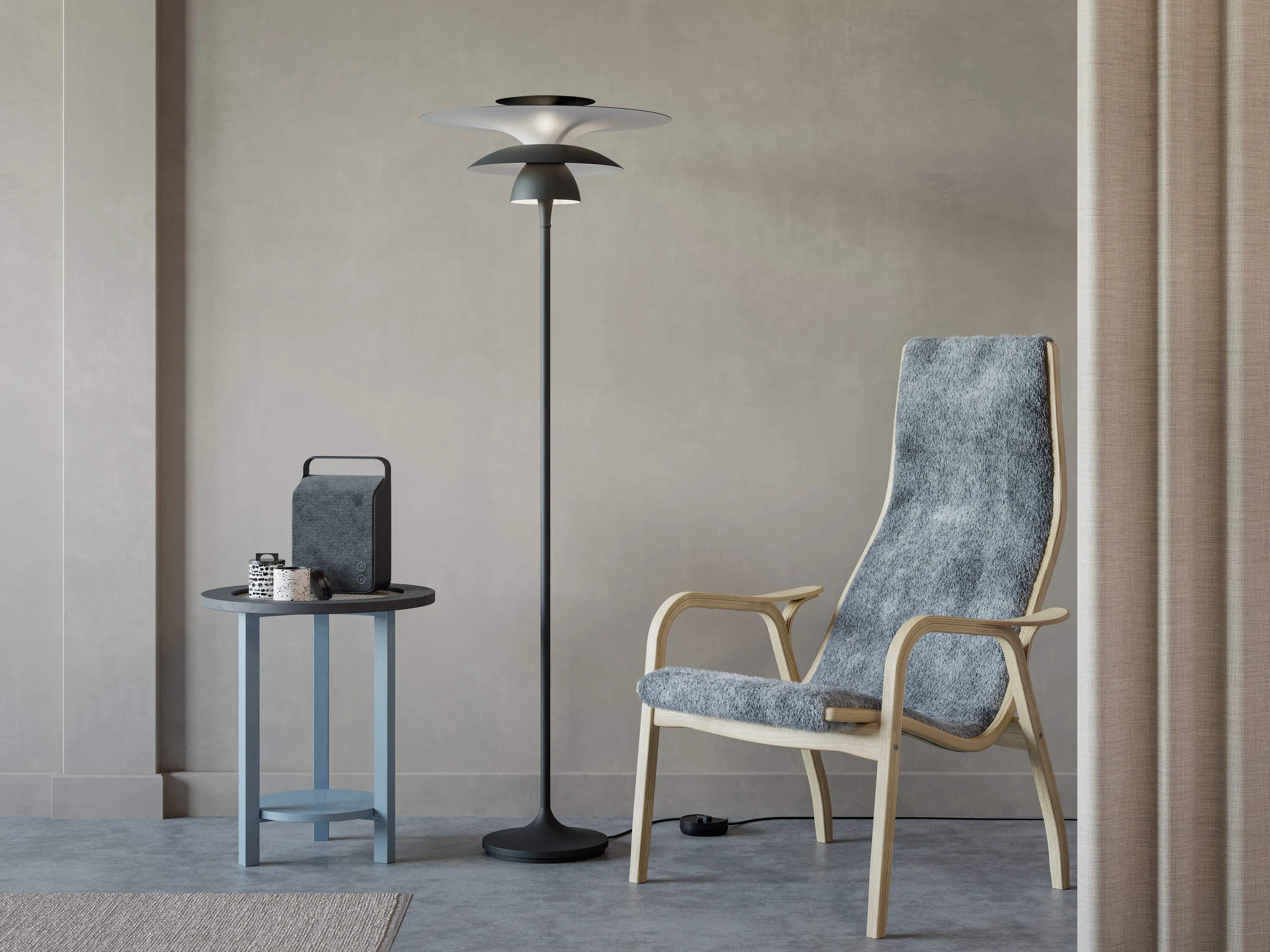 Belid Gulvlamper Picasso Gulvlampe i Mat sort, 148,6 cm, 2
