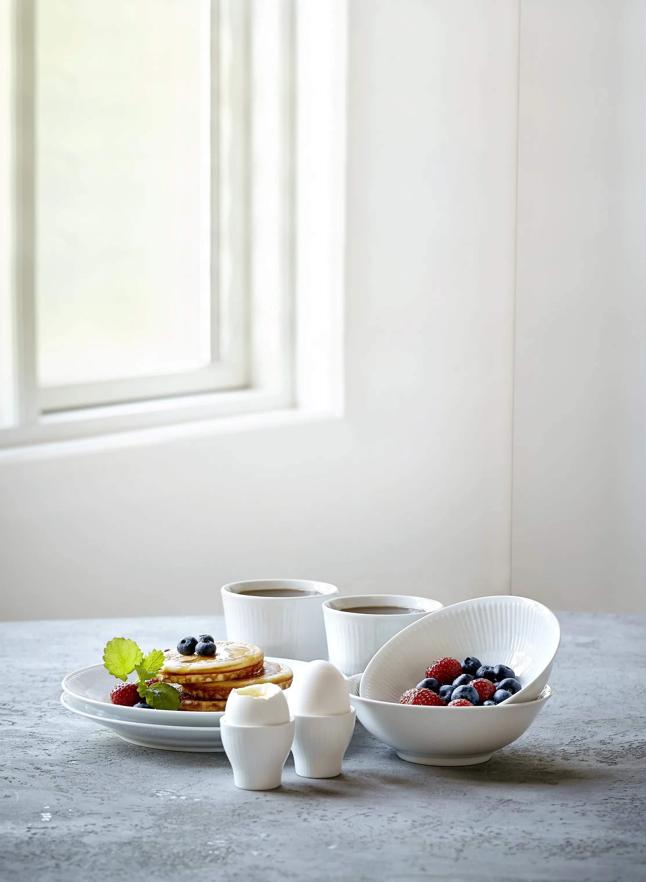 Royal Copenhagen Serveringsskåle Hvid Riflet Skåle - 2 stk. i Hvid, 16 cm, 3