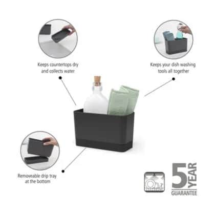 Brabantia Øvrigt tilbehør til opvask Sink-side Holder til opvaskemiddel- og børste i Mørk grå, 4