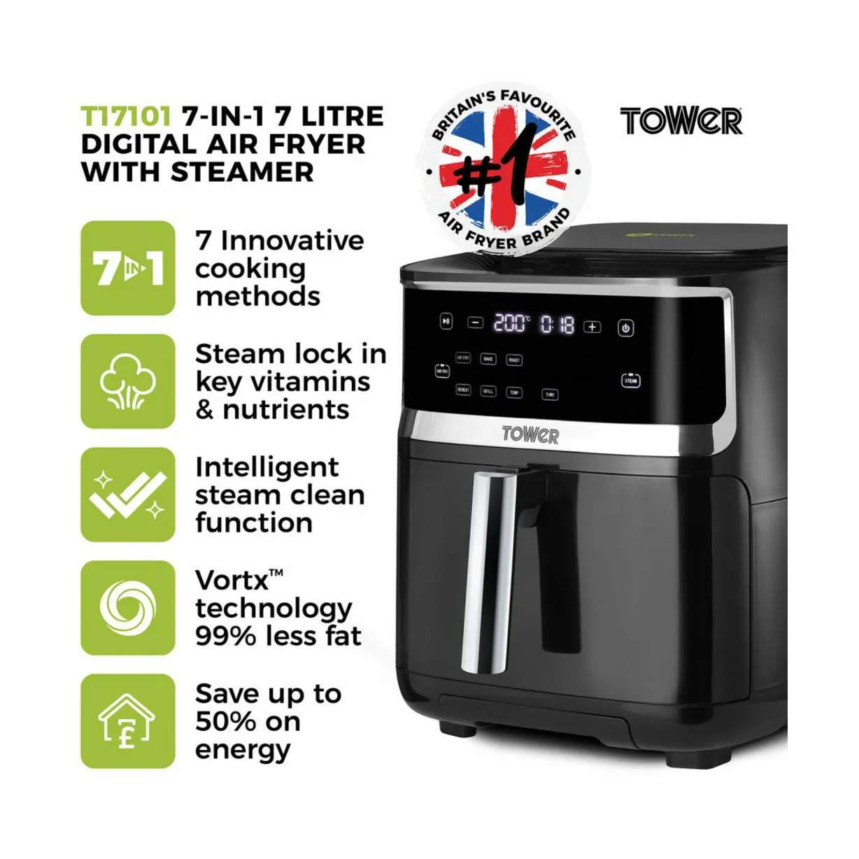 Tower Airfryers Airfryer i Sort, 4