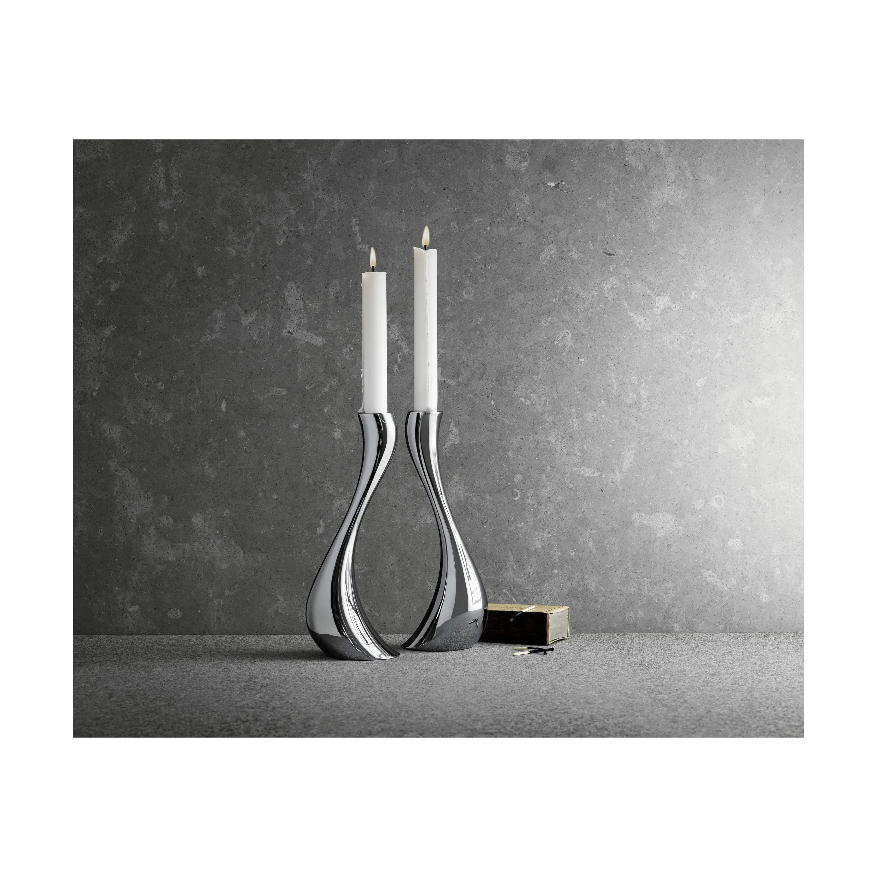 Georg Jensen Kronelysestage Cobra Lysestagesæt - 2 stk. i Blank/Stål, 24 cm, 2