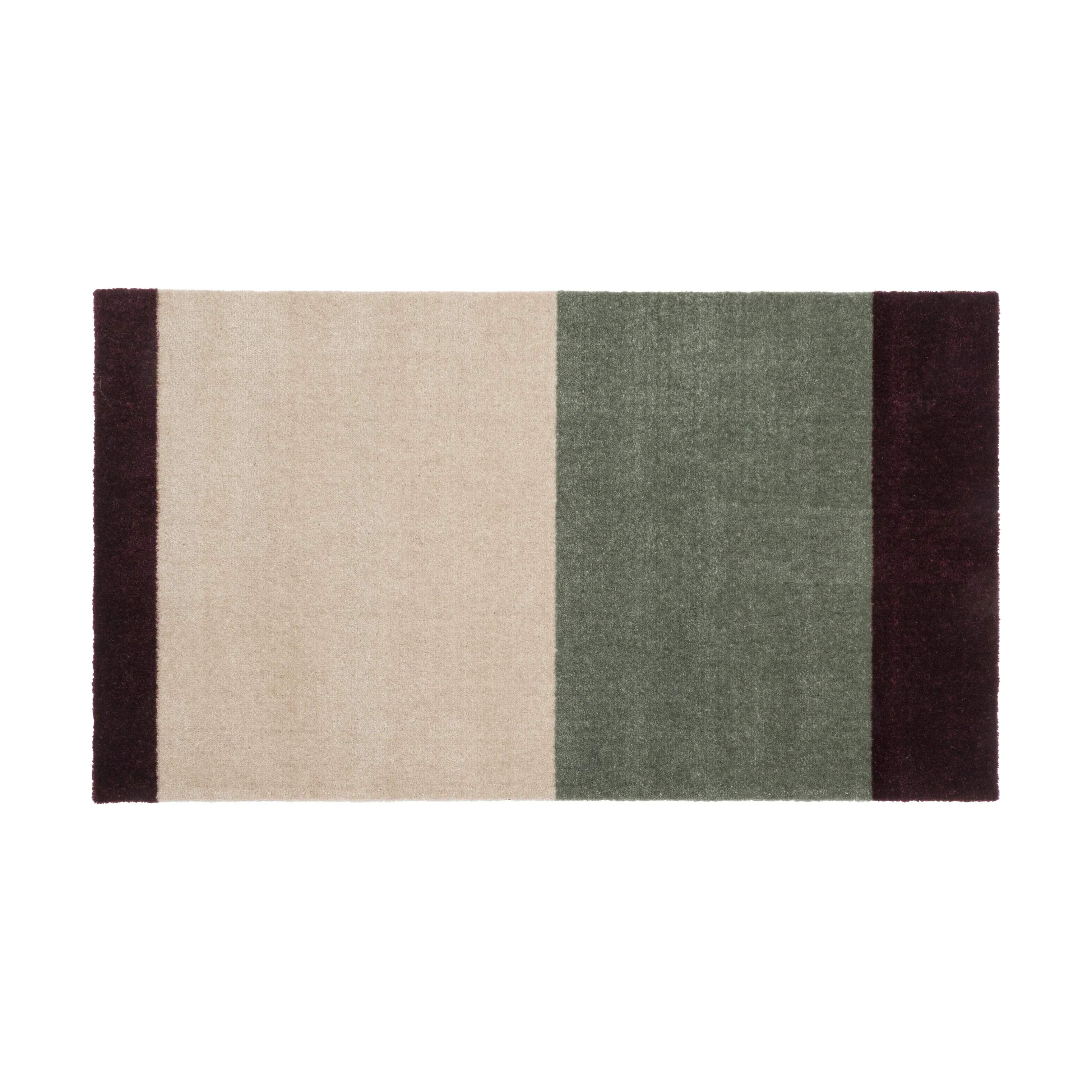 Stripes Horisontal Gulvmåtte, grøn/ivory/bordeaux, large