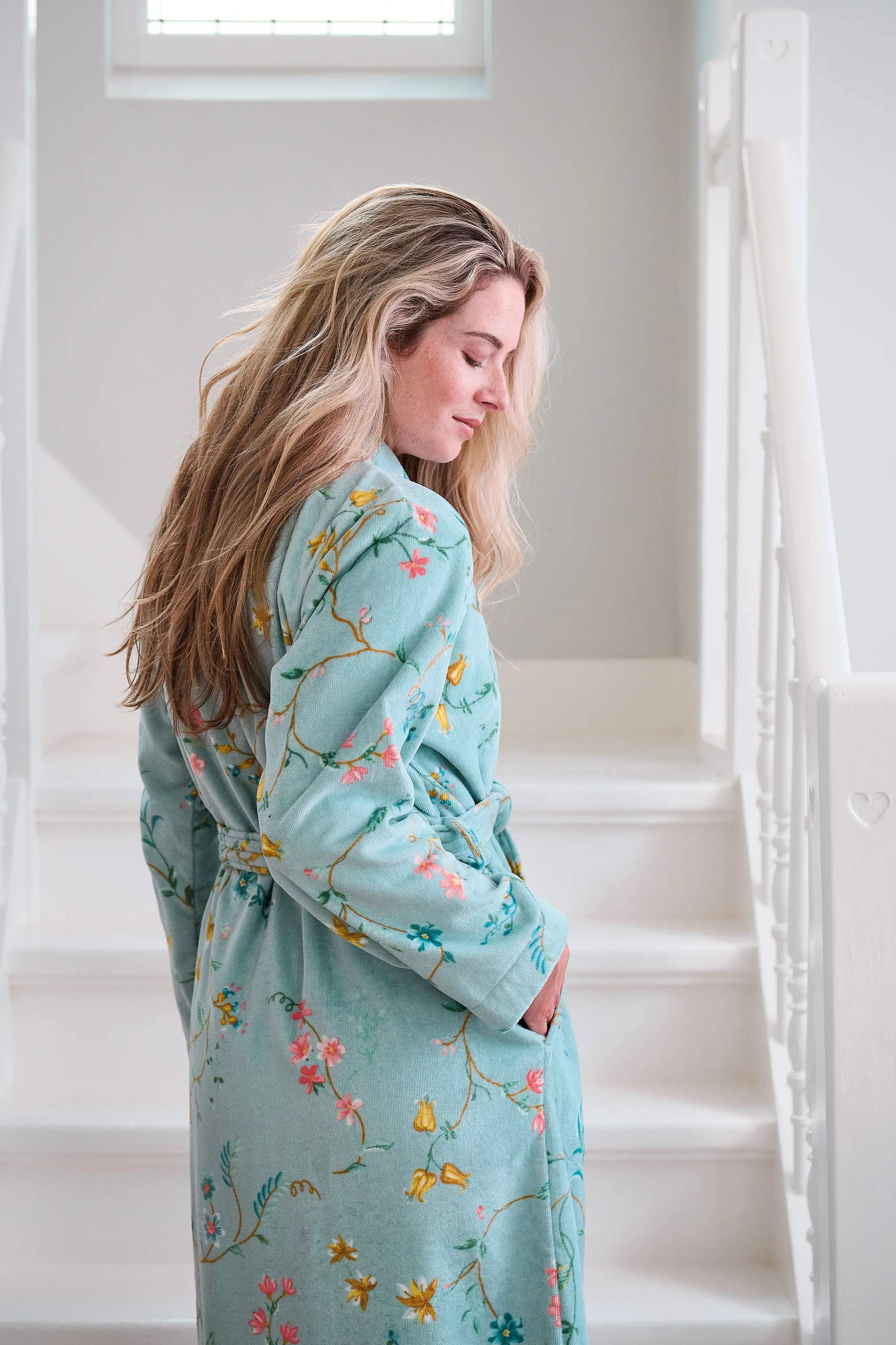 PIP Studio Morgenkåber Les Fleurs Badekåbe i Blue , XS, 3
