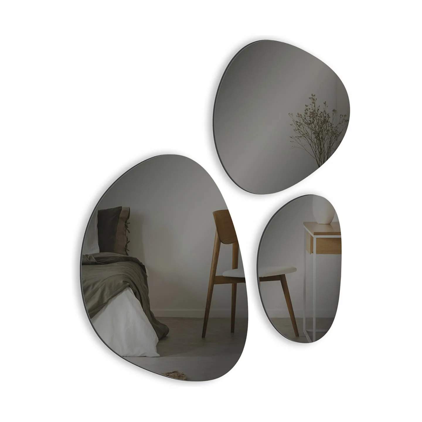 Spejlsæt - 3 dele, grå, large