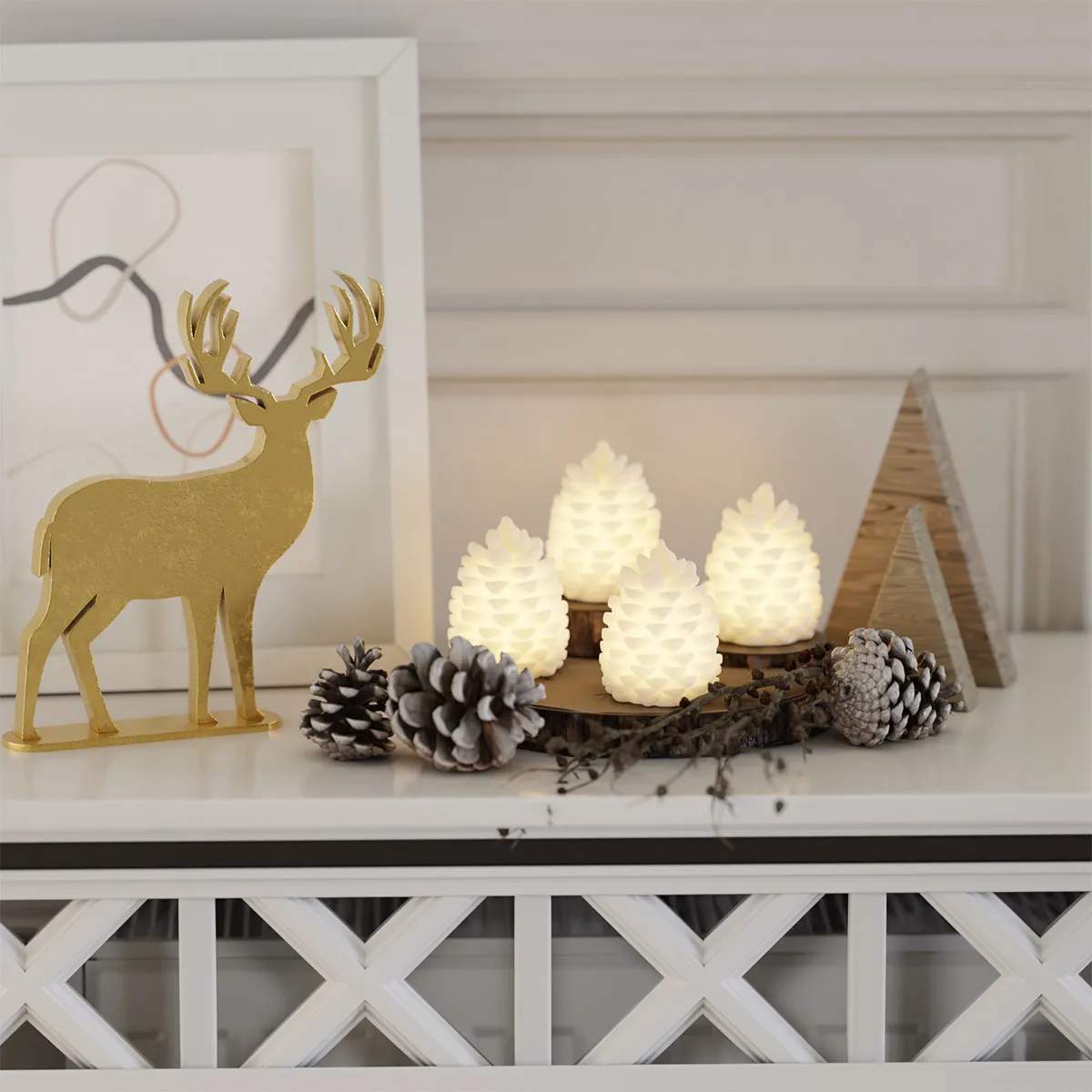 Deluxe Homeart LED-lys LED Kogle - 4 stk. i Hvid, 3
