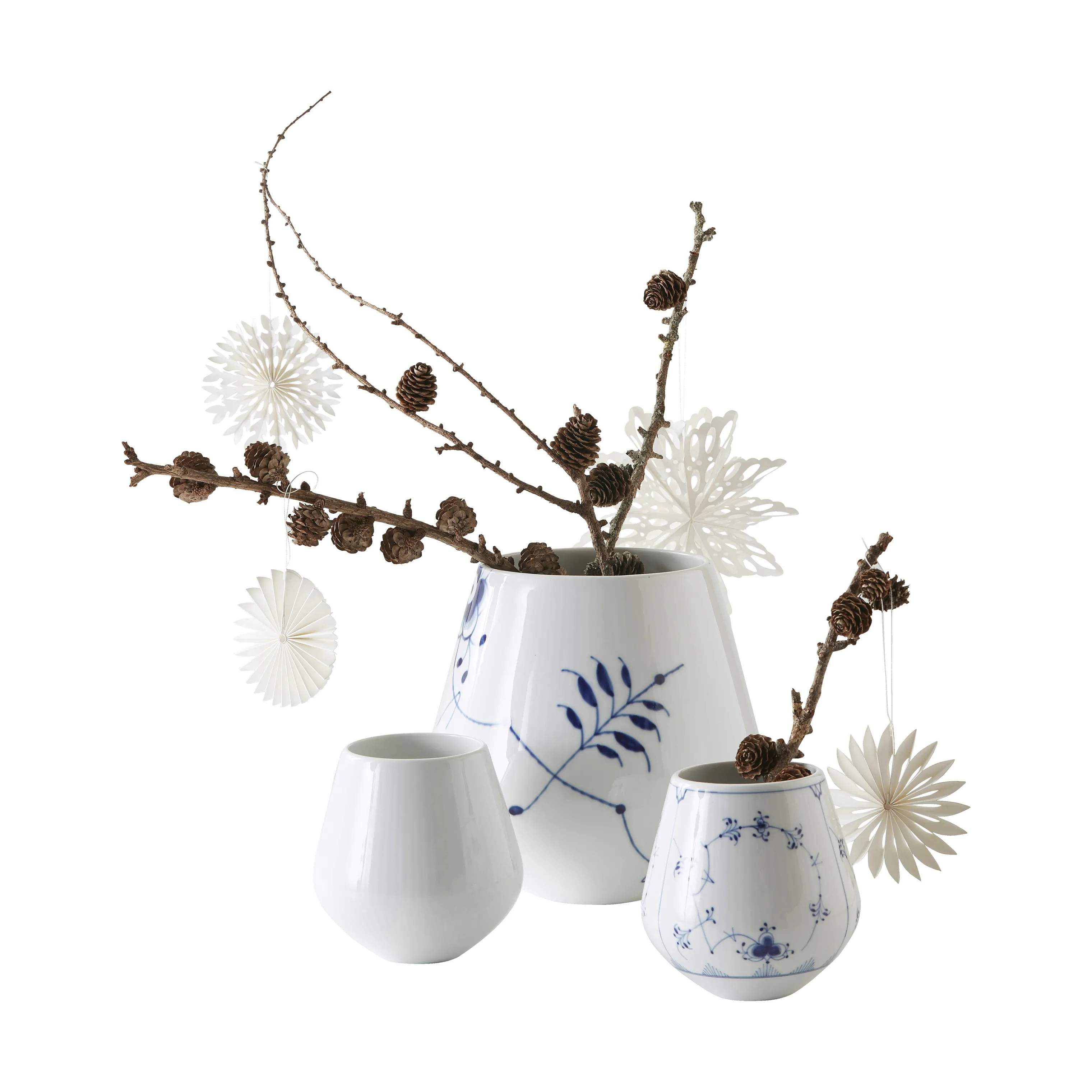 Royal Copenhagen Vaser Blå Mega Riflet Vase i Koboltblå/hvid, 20,5 cm, 6