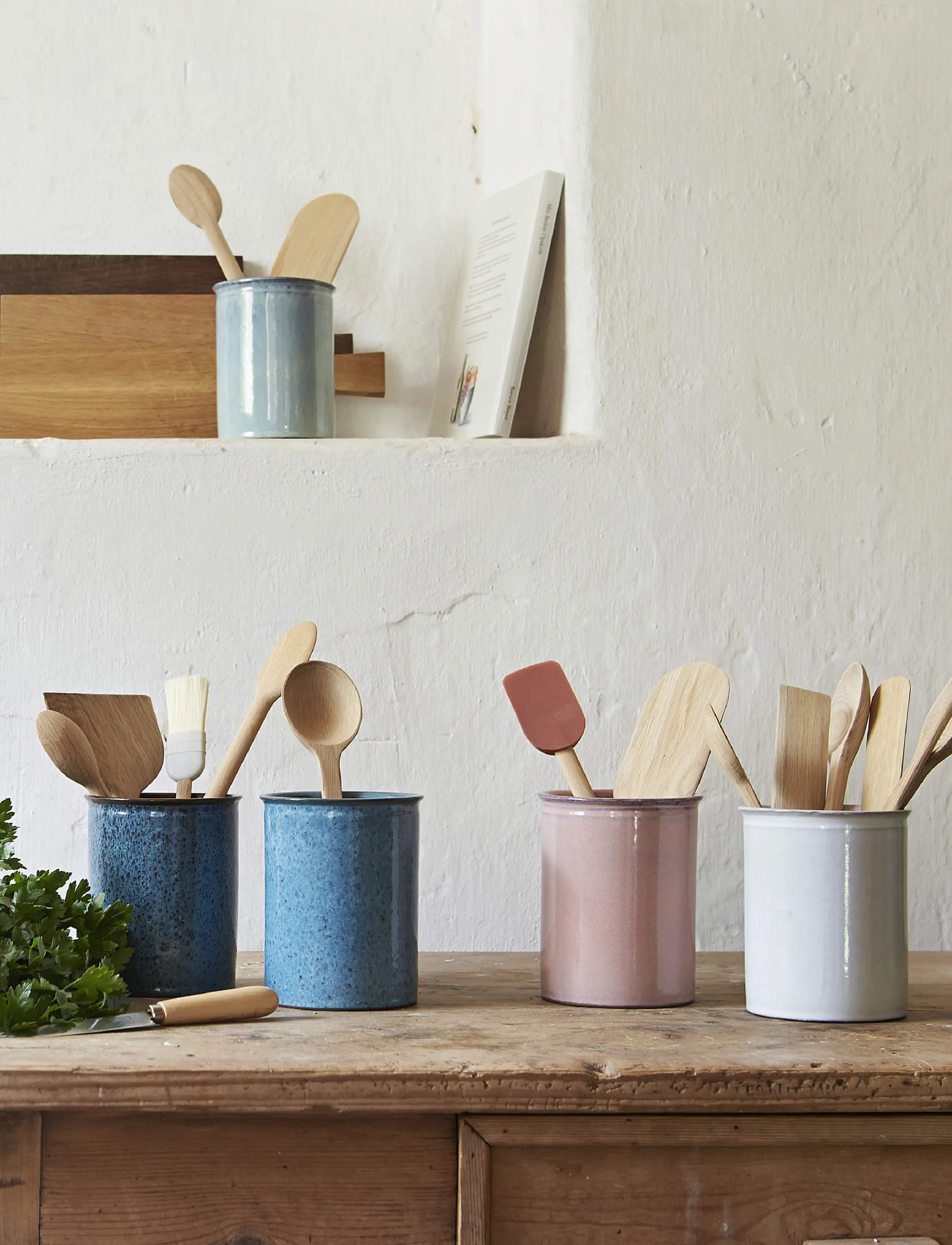 Knabstrup Keramik Krukker til køkkenredskaber Redskabsholder i Rosa, 15 cm, 2
